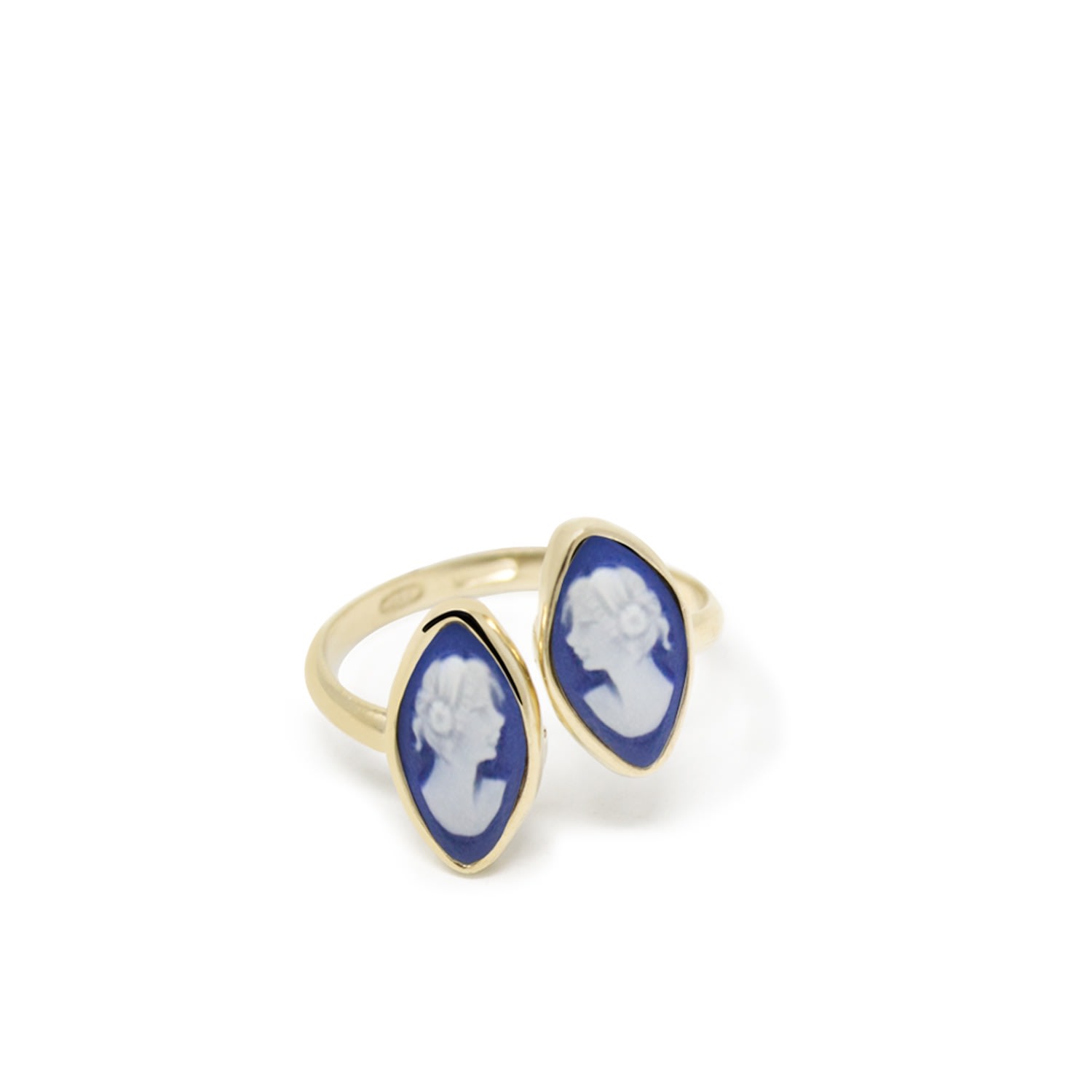 Women’s Gold / Blue Mariana Gold-Plated Blue Cameo Ring Vintouch Italy