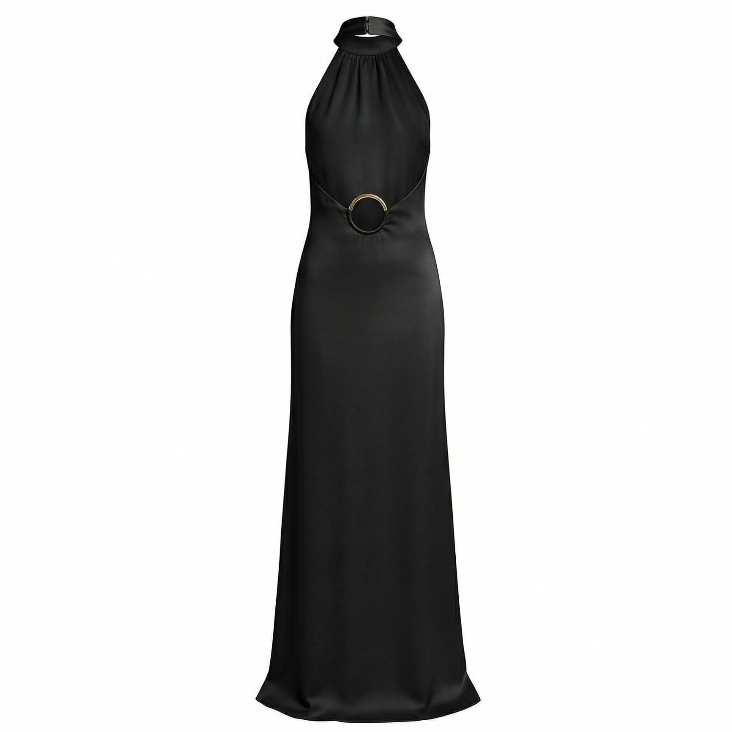 Women's Black Halo Ring Open-Back Silk Dress - Noir | Medium | Oxfold