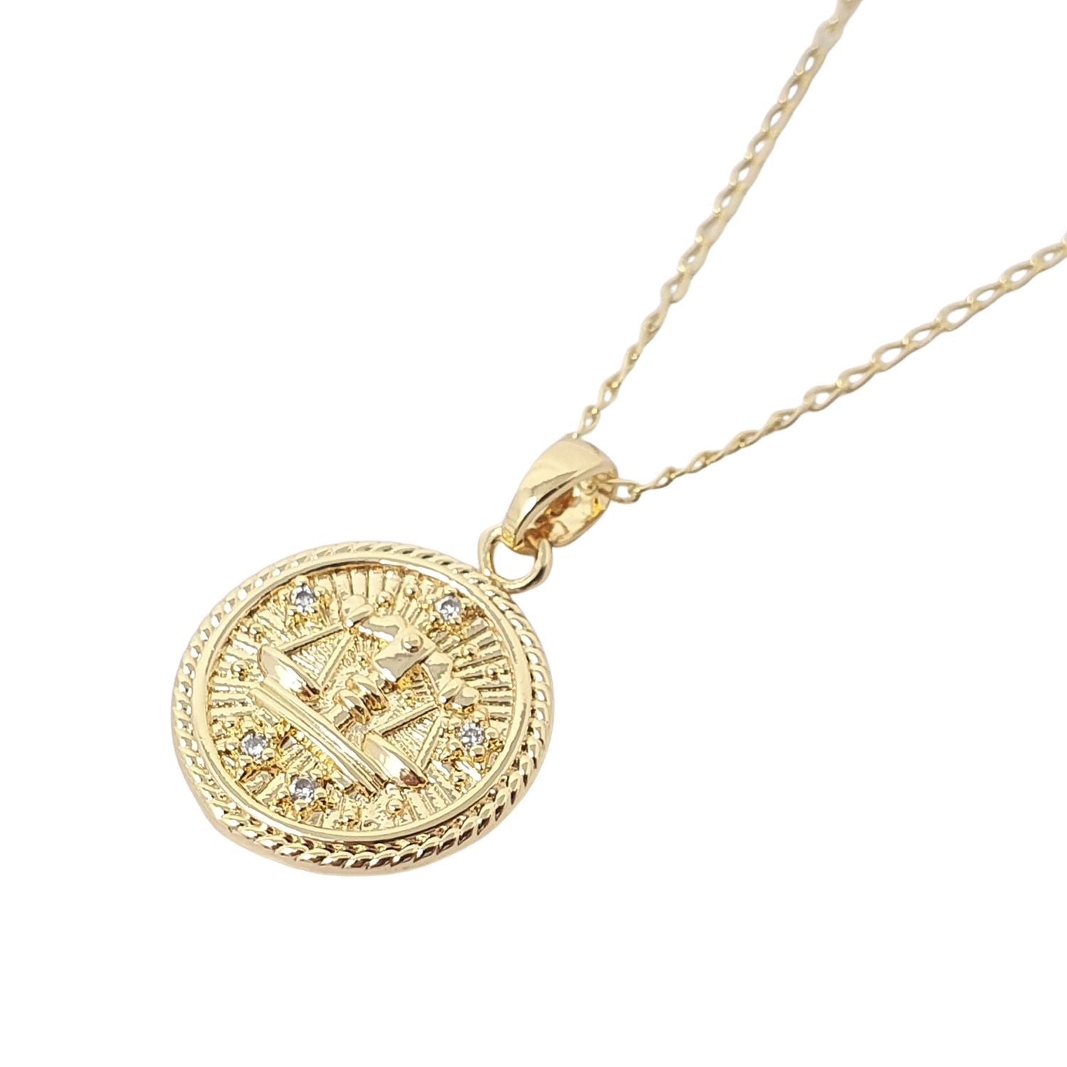 Women’s Libra Gold Plated Zodiac Astrology Pendant Charm Necklace Harfi