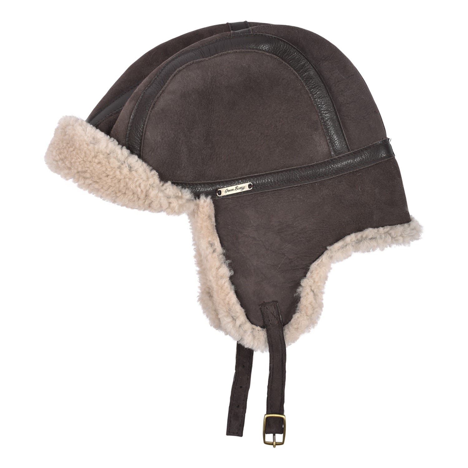 Men’s Brown Sheepskin Trapper Kimbo Cream Aviator Hat Owen Barry