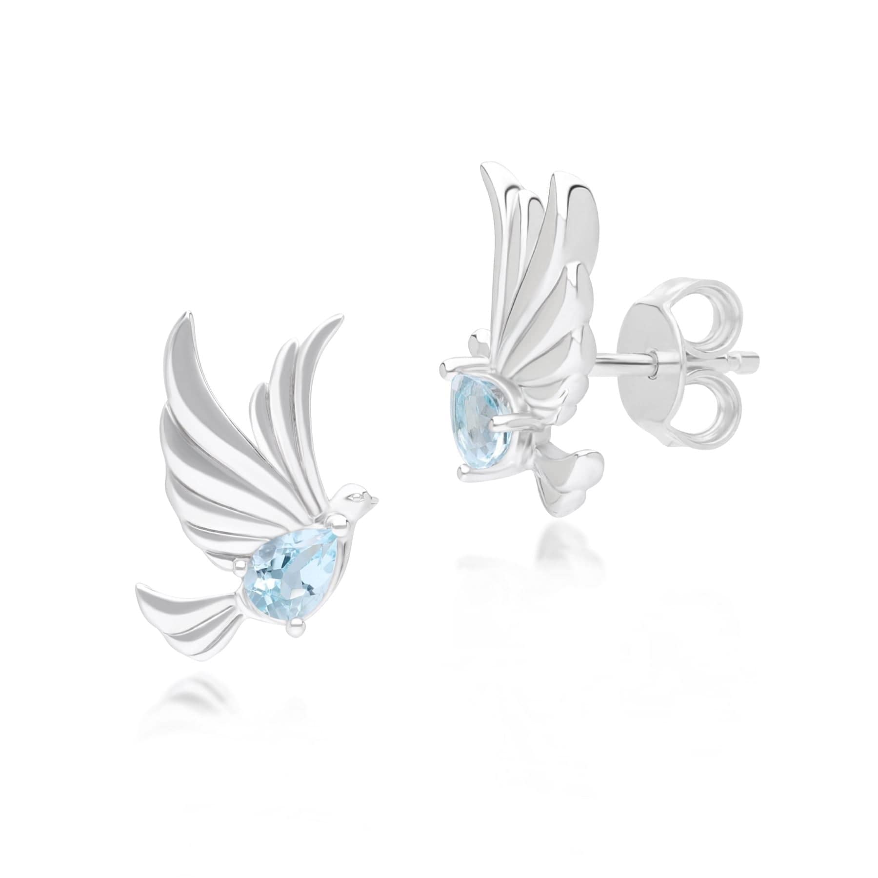 Women’s Ecfew Creator Blue Topaz Dove Stud Earrings In Sterling Silver Gemondo