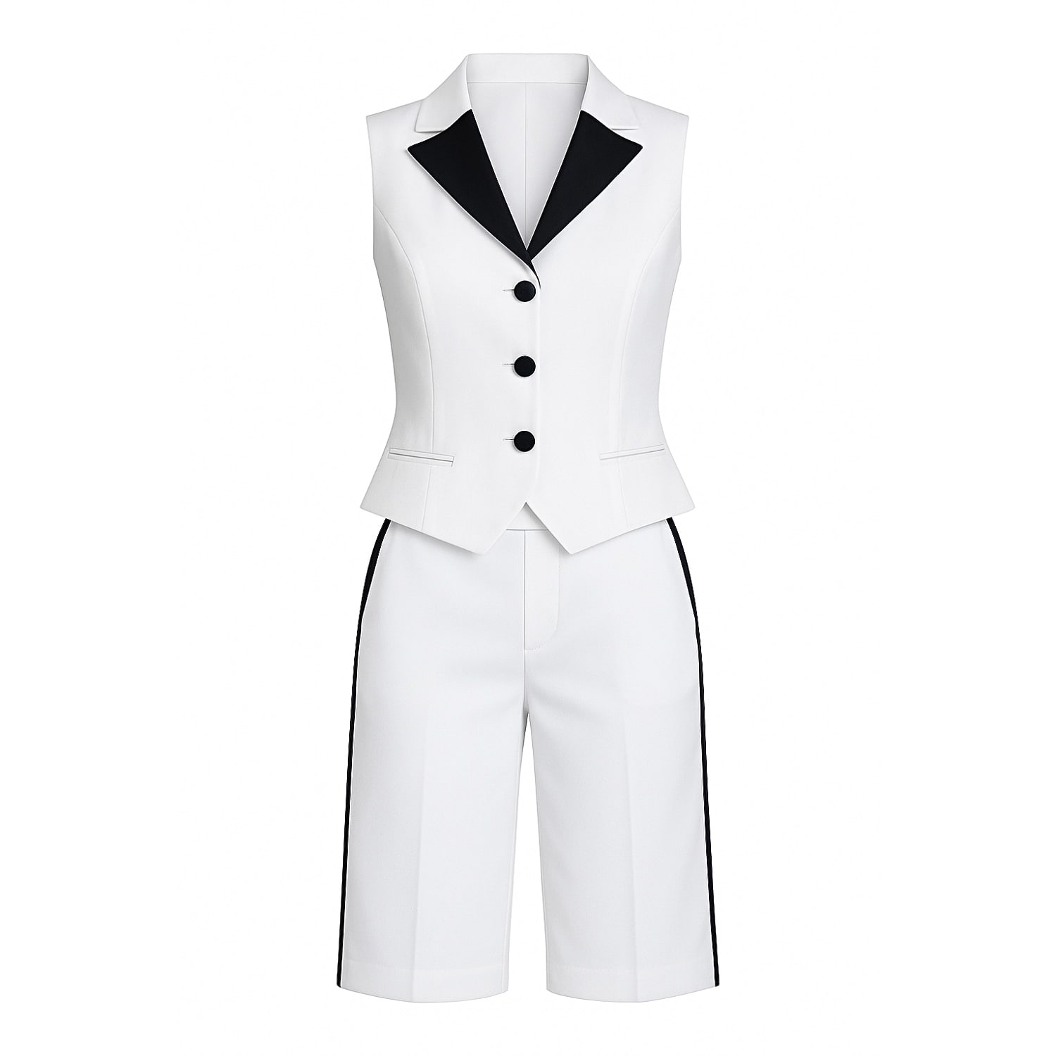 Iellele White Bermuda Set In White