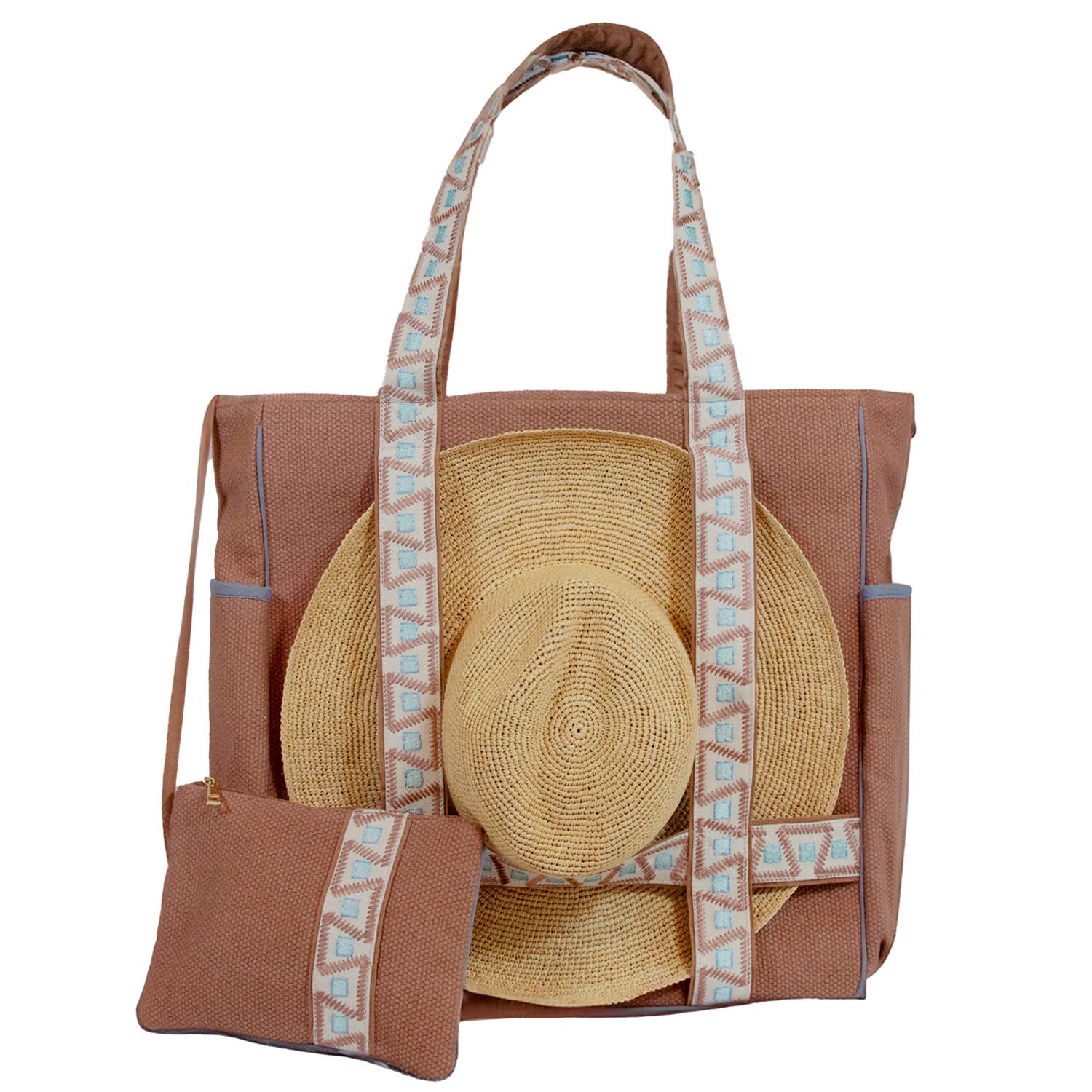 Sidney Byron Women's Brown Suncatcher Daytripper Tote & Pouch - Remi