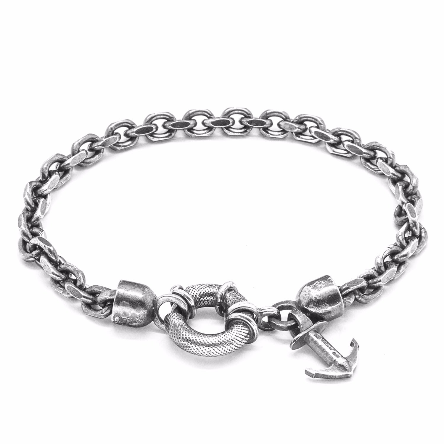 Men’s Silver Salcombe Chain Bracelet Anchor & Crew