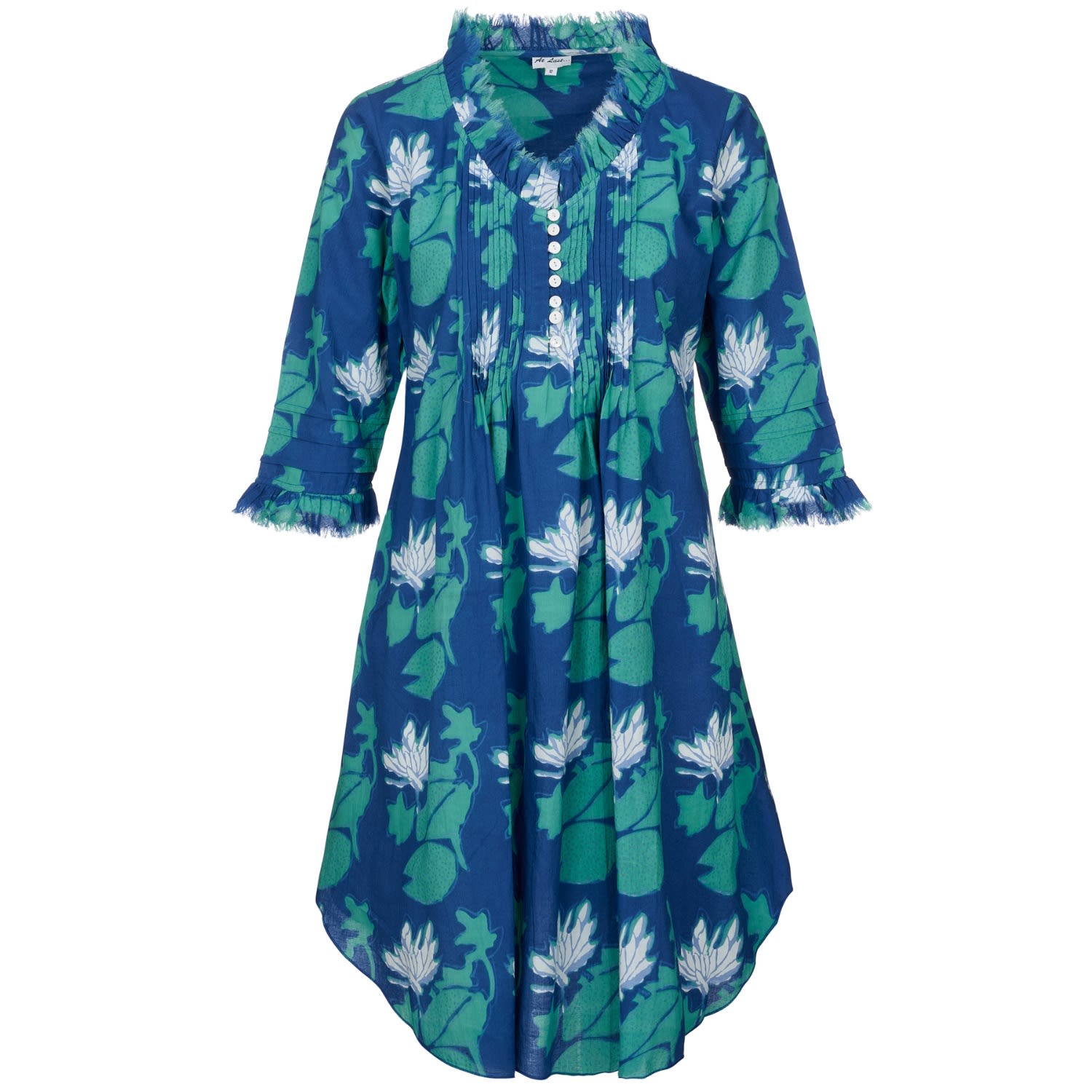 At Last... Women's Blue / Green Annabel Cotton Tunic In Lily Pad In Blue/green