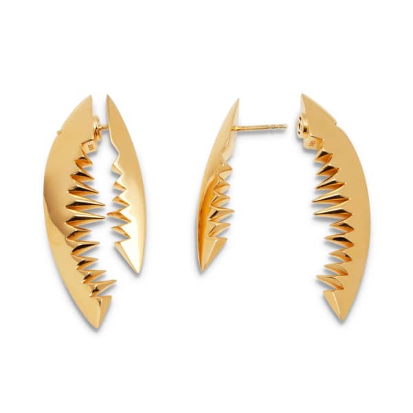 GUCCI WOMEN'S SHARK BITE GOLD EARRINGS