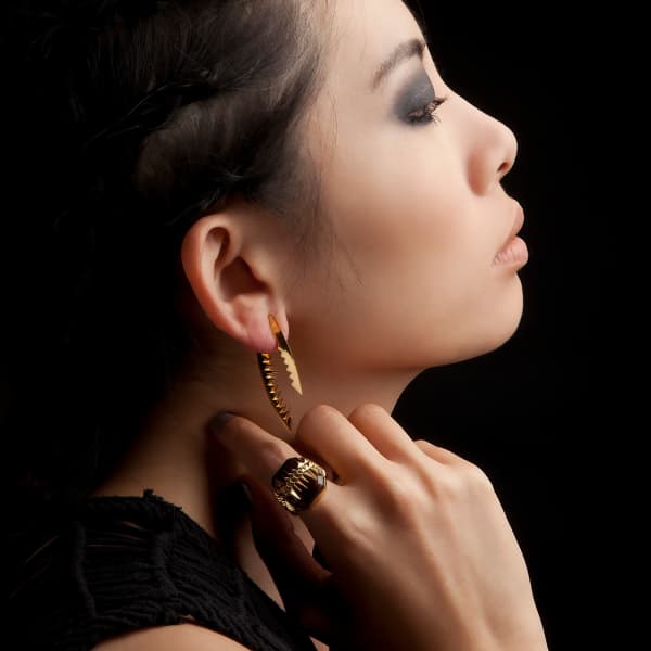 GUCCI WOMEN'S SHARK BITE GOLD EARRINGS