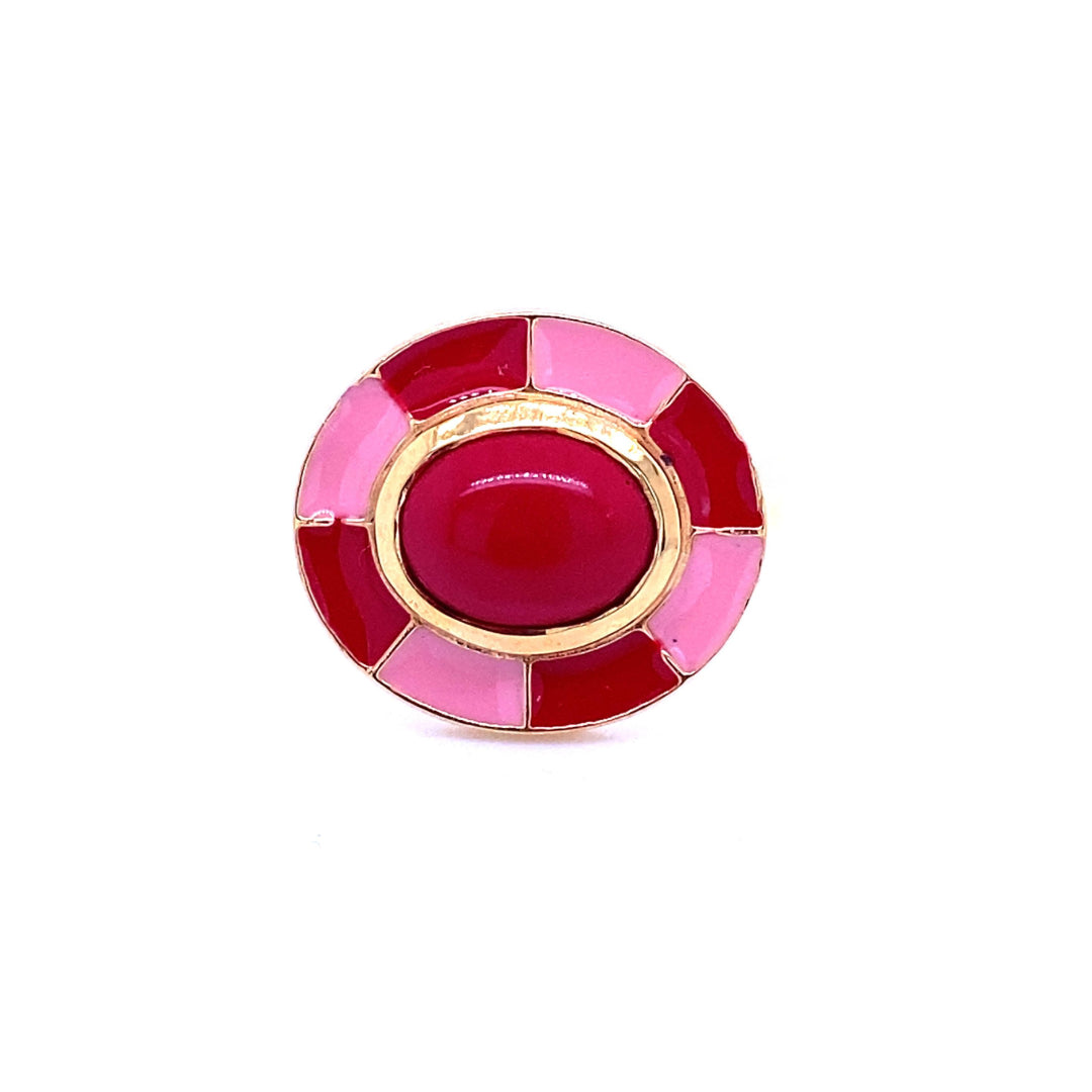 Women’s Red / Gold / Pink Carnival Ring In Coral Gem Bazaar Jewellery