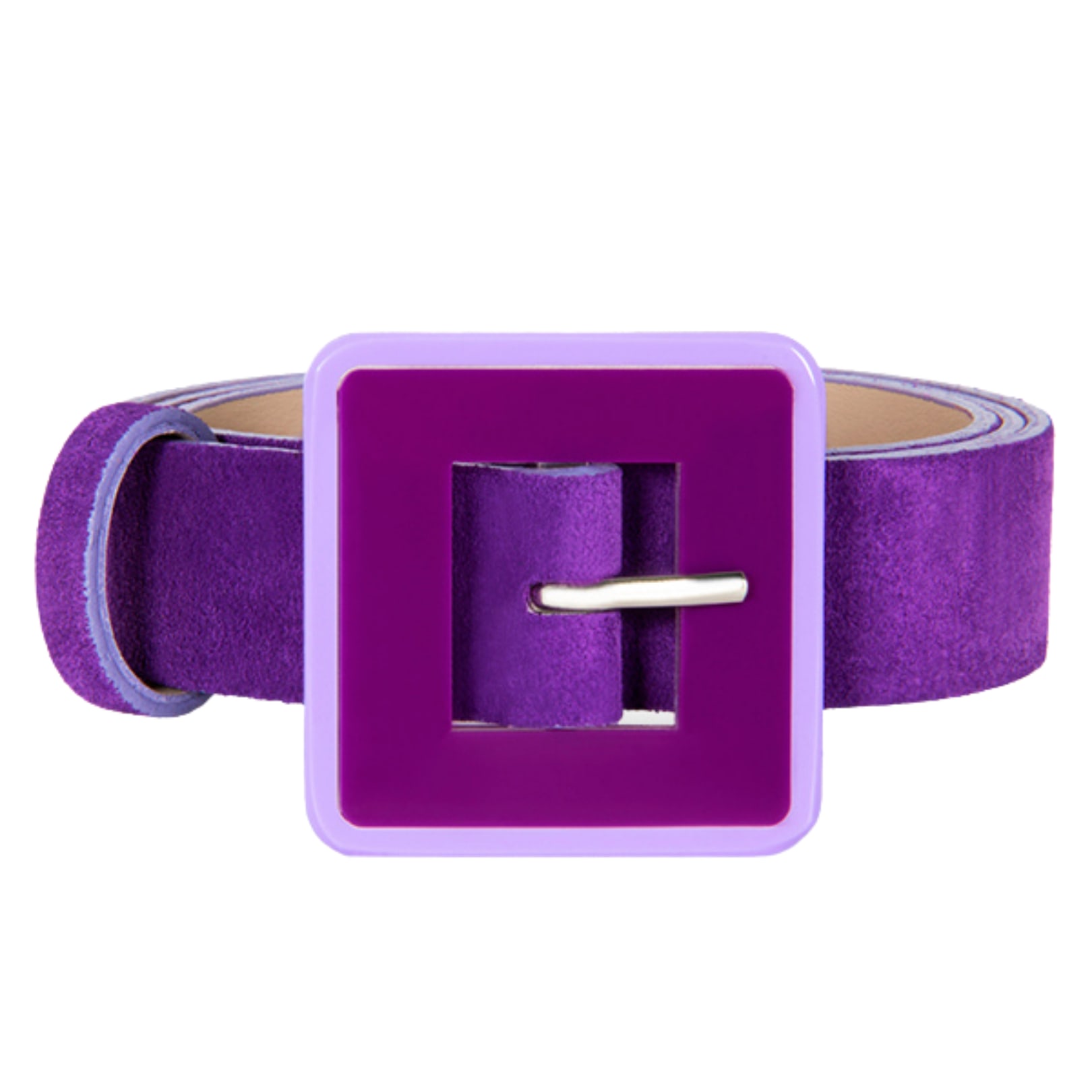 Beltbe Women's Pink / Purple Mini Square Acrylic Buckle Belt - Purple In Pink/purple