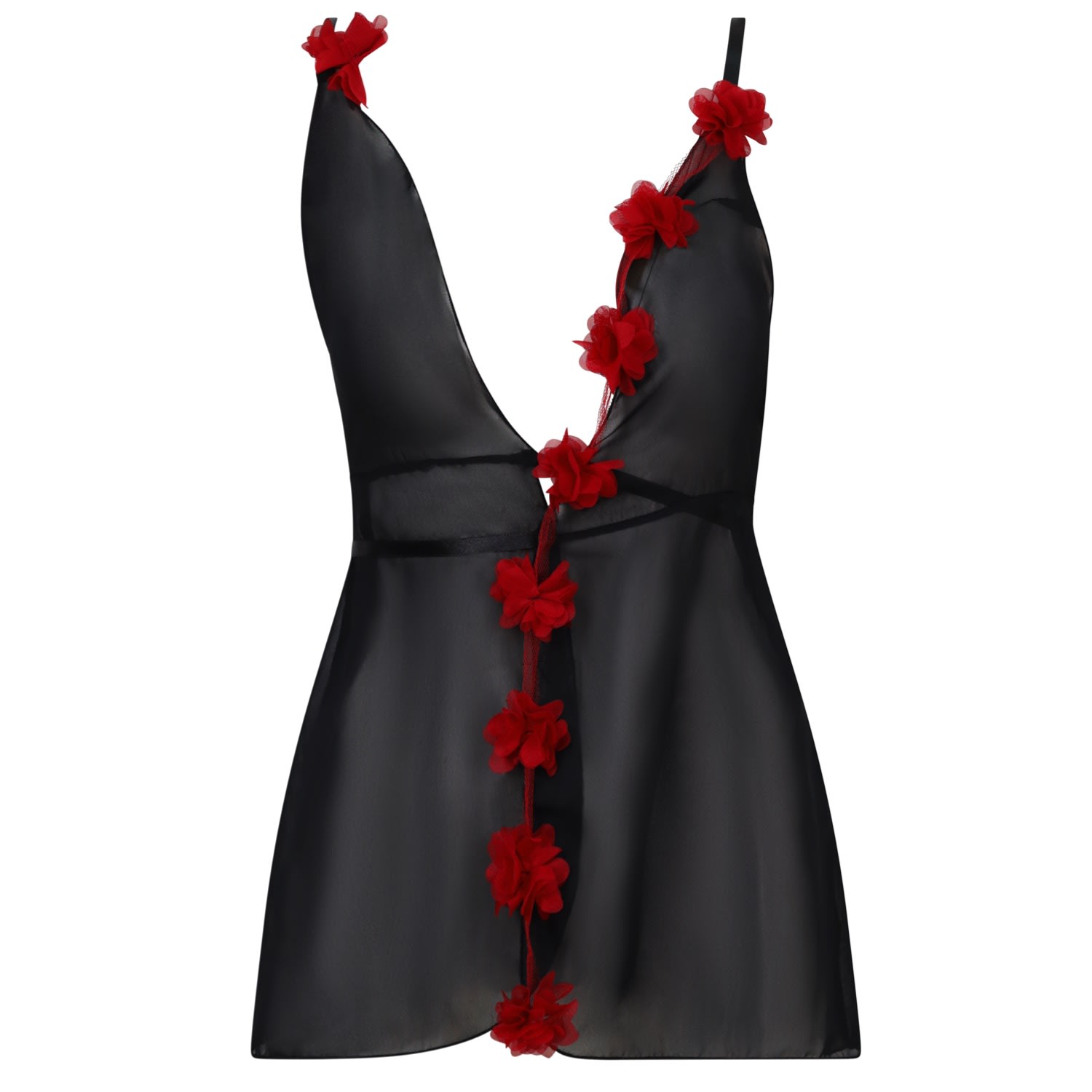 Women’s Black / Red New Edition Fifi Valentines Cherry Petal Wrap Slip Small Belle-Et-Bonbon