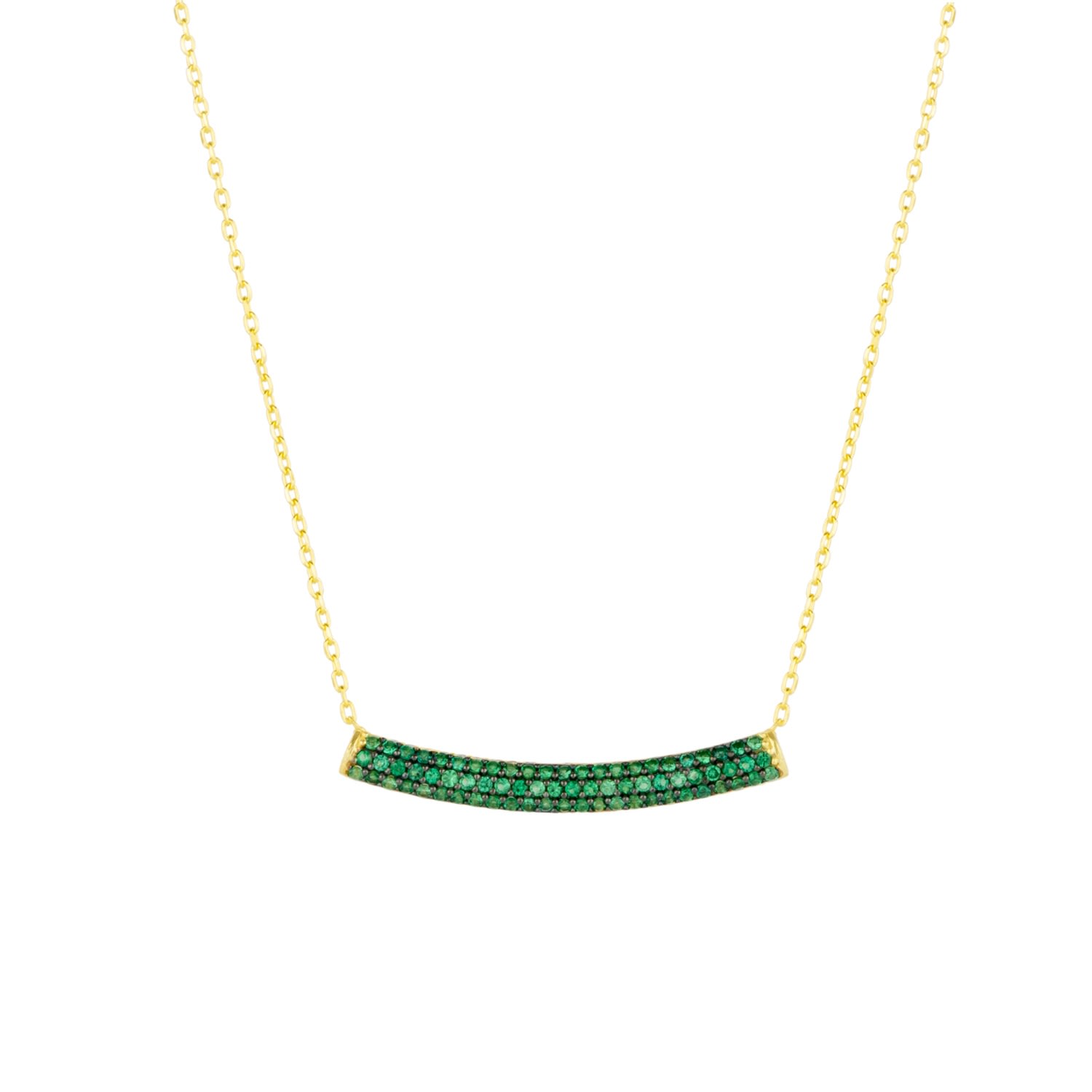 Spero London Women's Gold / Green Sterling Silver Concave Bar Necklace Green - Gold In Multi