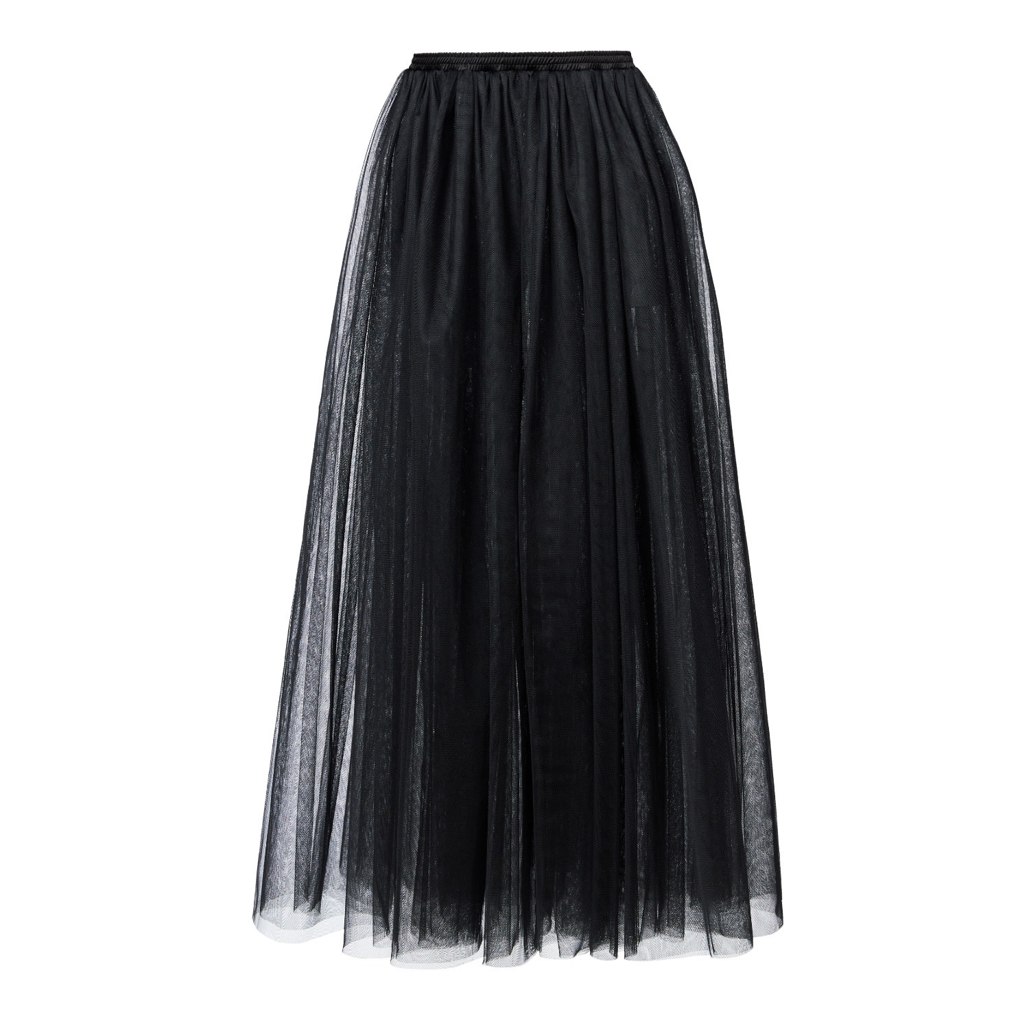 Women’s Black Pocketed Tulle Maxi Skirt Extra Large Lia Aram