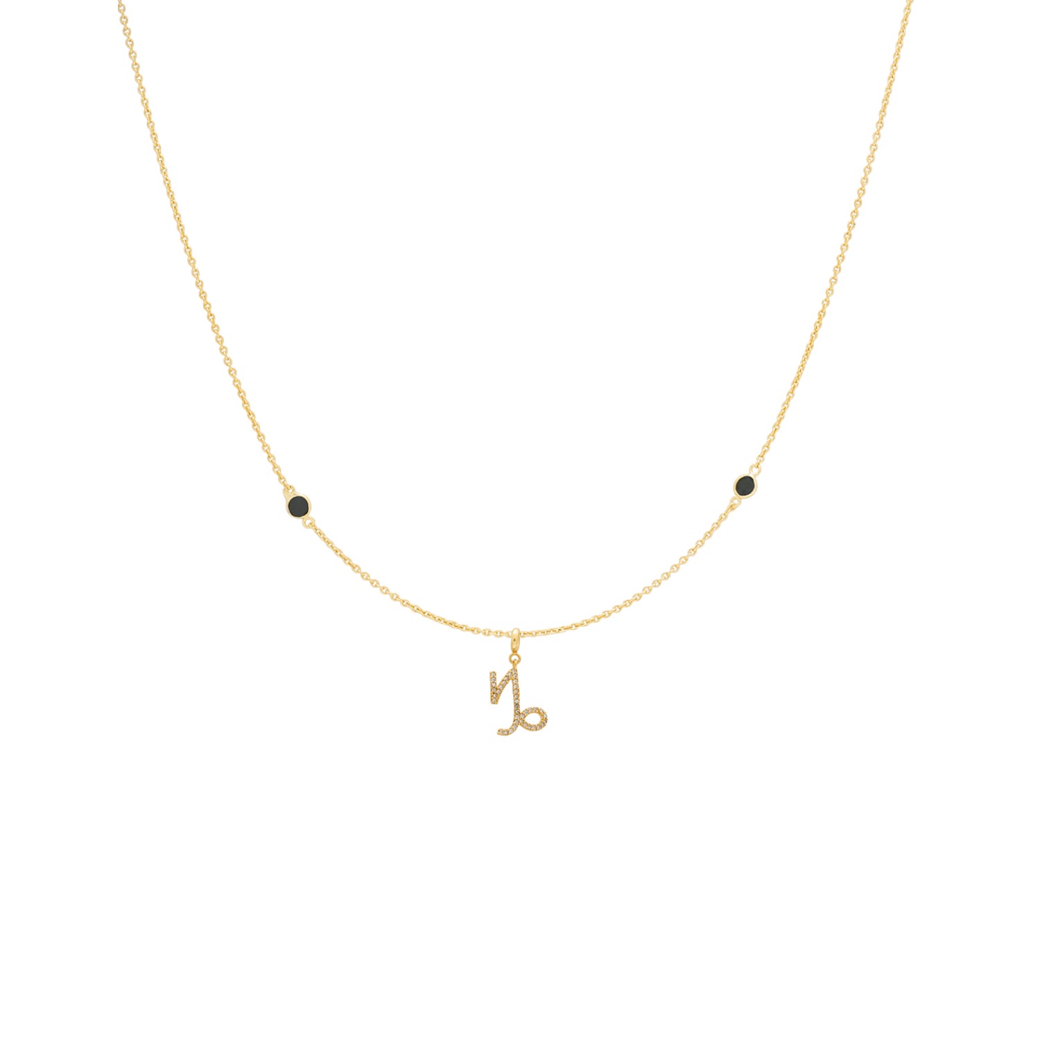 Lavani Jewels Women's Gold / Black Zodiac Horoscope Sign Capricorn Symbol Necklace Gold In Gold