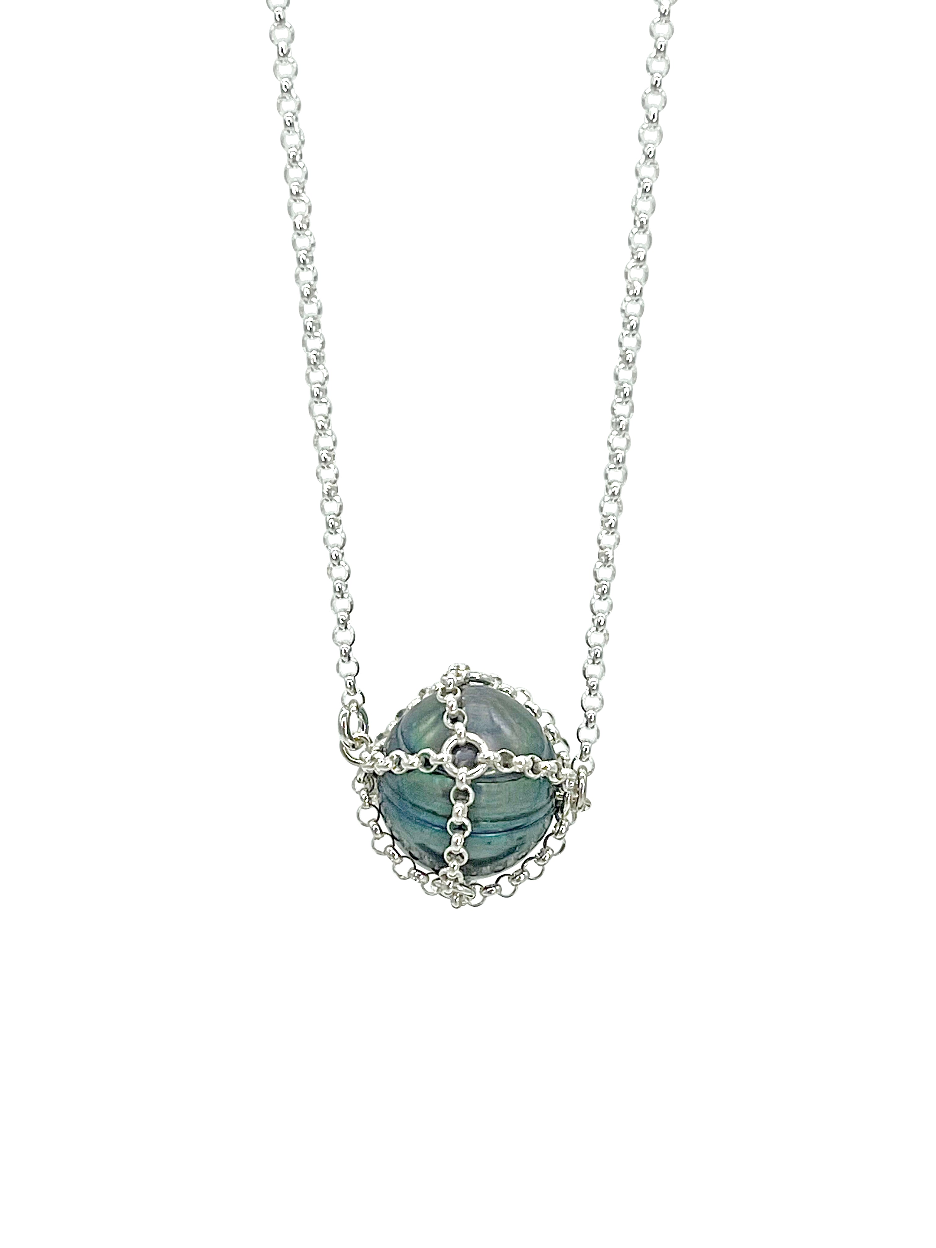 Mhart Women's Silver Black Pearl Pendant