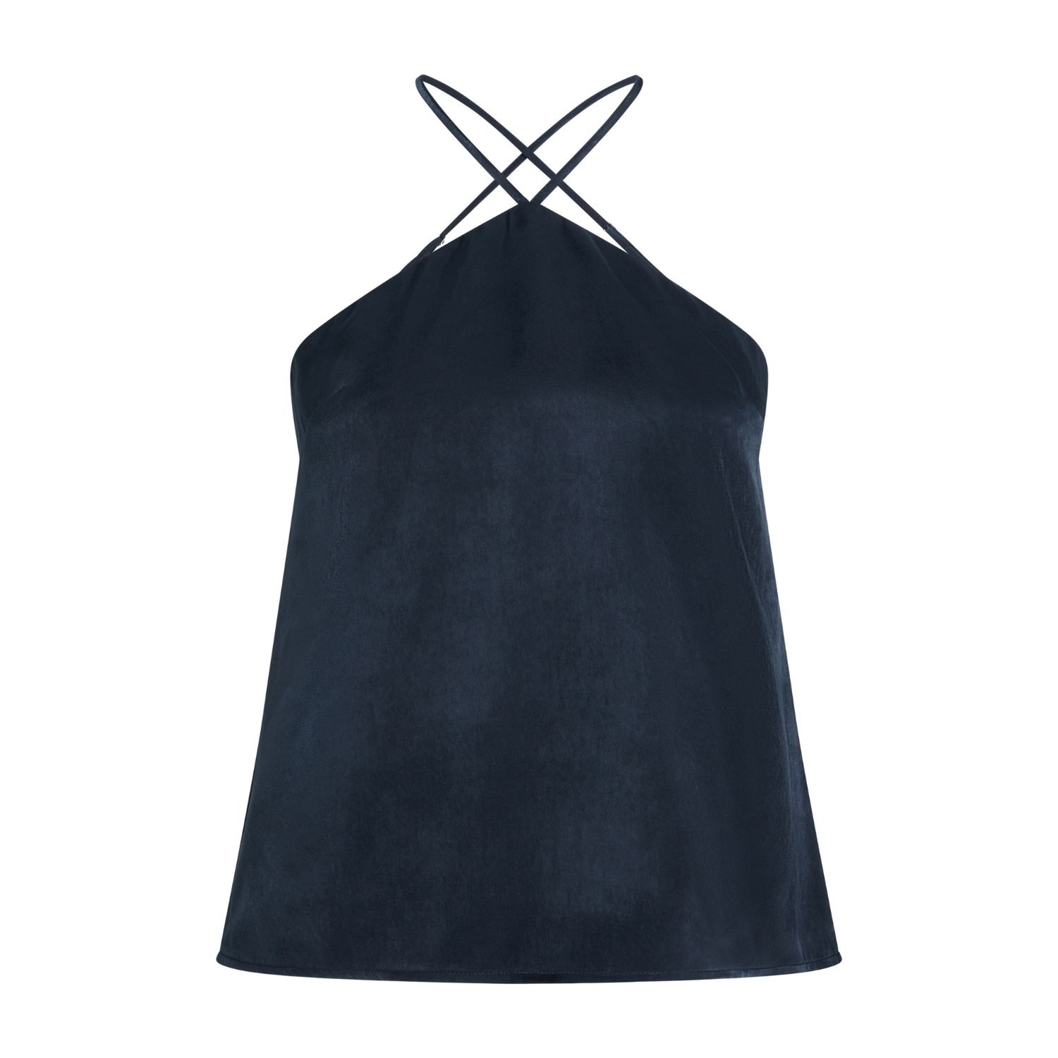 Cross Strap Satin Camisole Top - Navy Blue, MNK Atelier