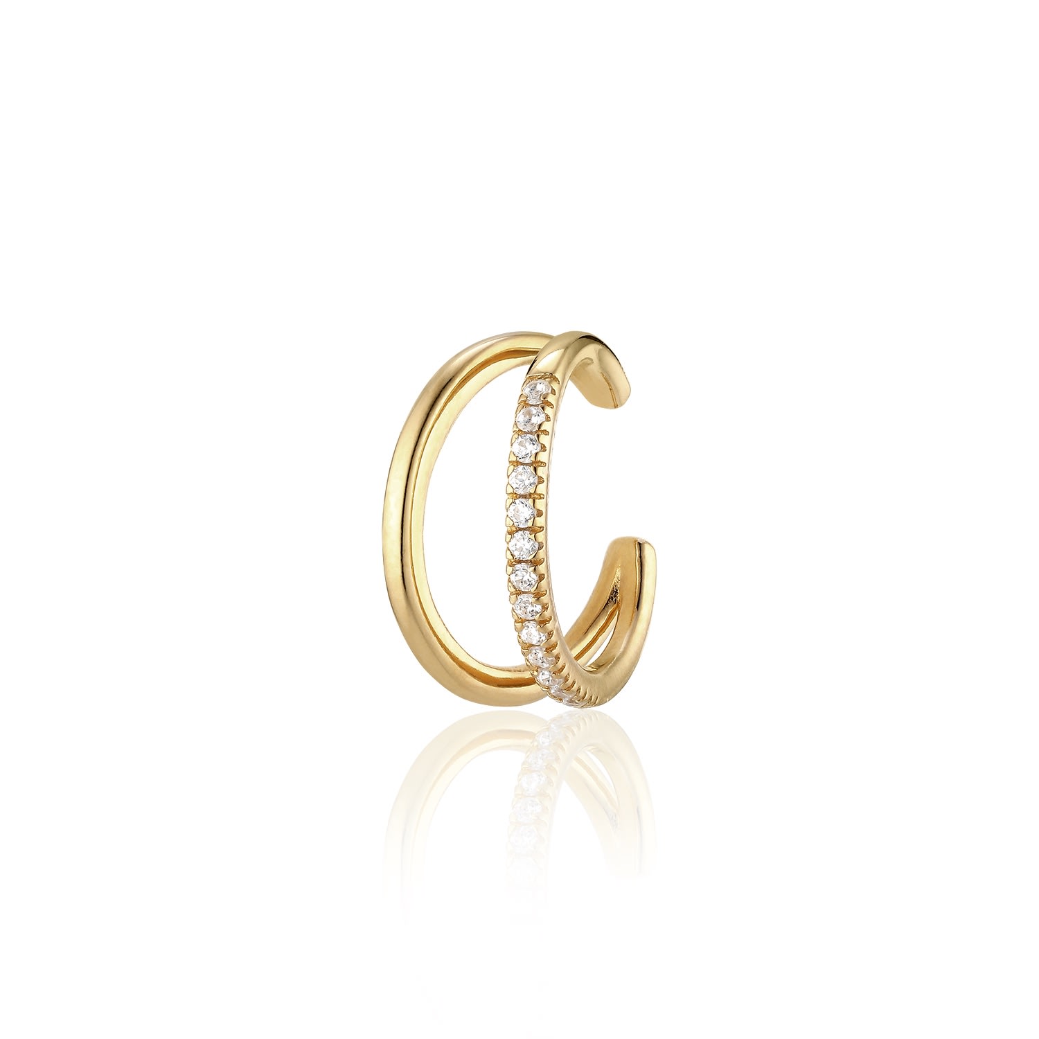 Women’s Gold Grace Double Earcuff With Sparkling Zirconia Alura Copenhagen Jewellery