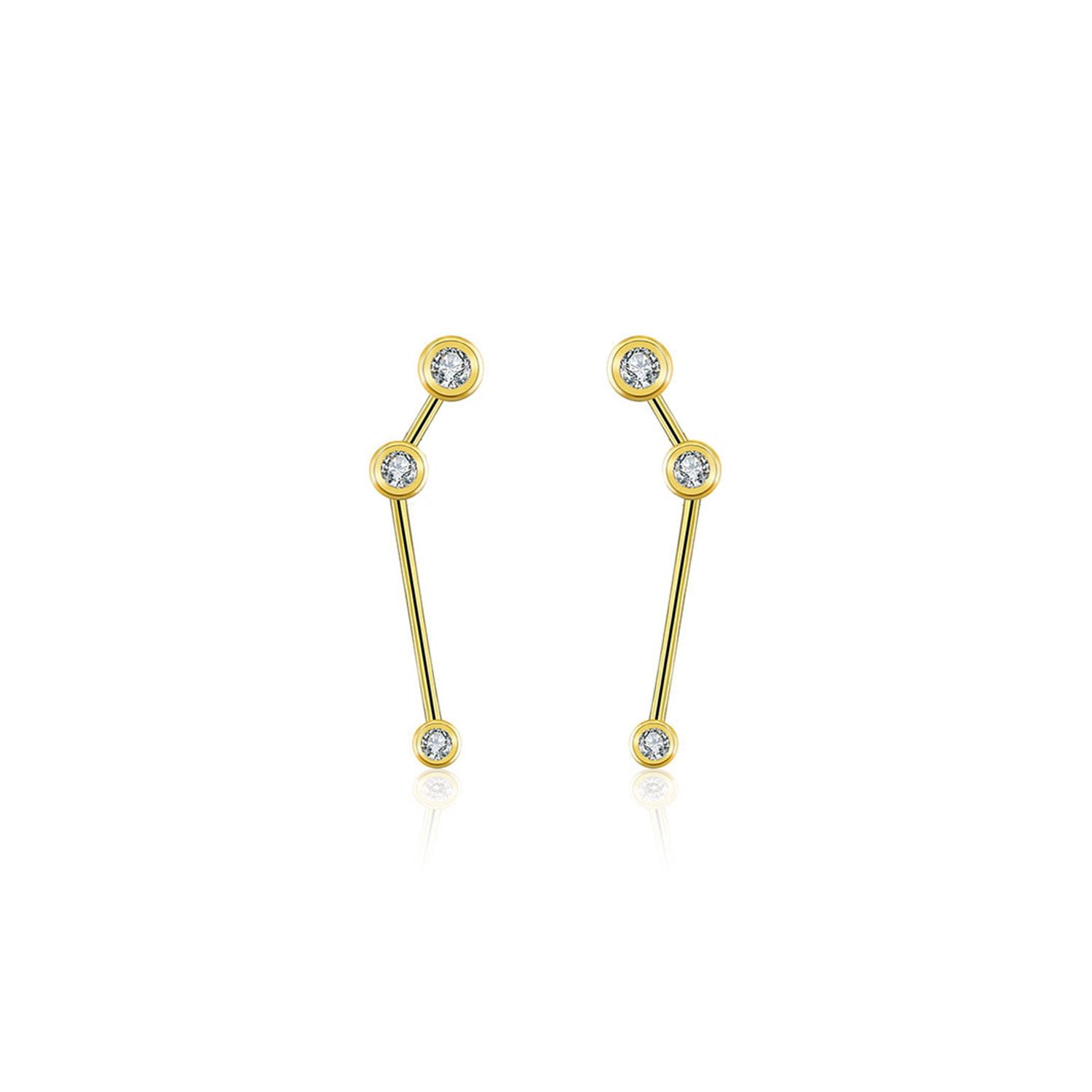 Women's Aries Zodiac Constellation Earring 18K Yellow Gold & Diamond | Genevieve Collection