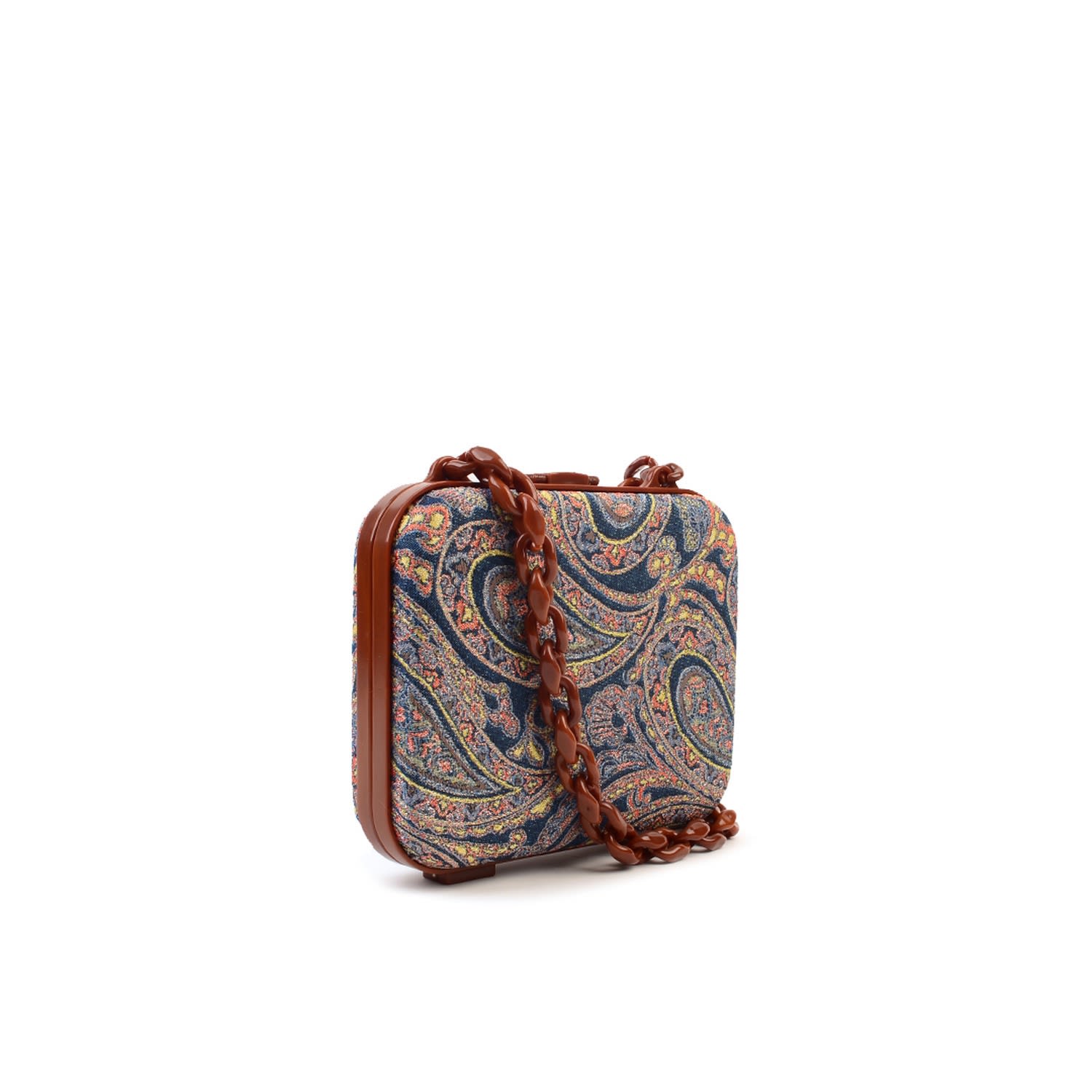 Sjw Bags London Women's Lilibet Box Clutch In Navy Paisley In Blue