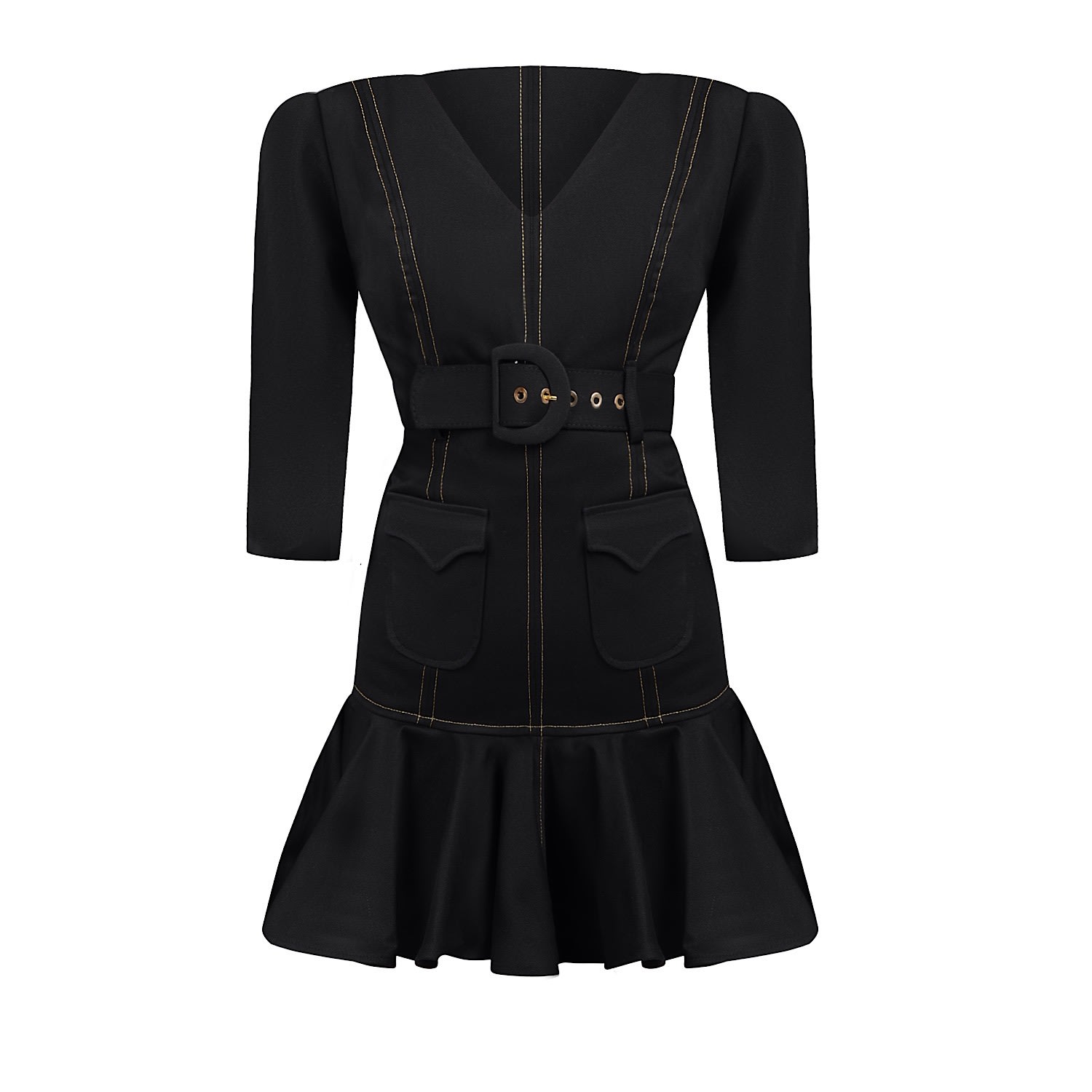 Women’s Roselenda Black Mini Dress İn Gold Lined Small Selen Jewels