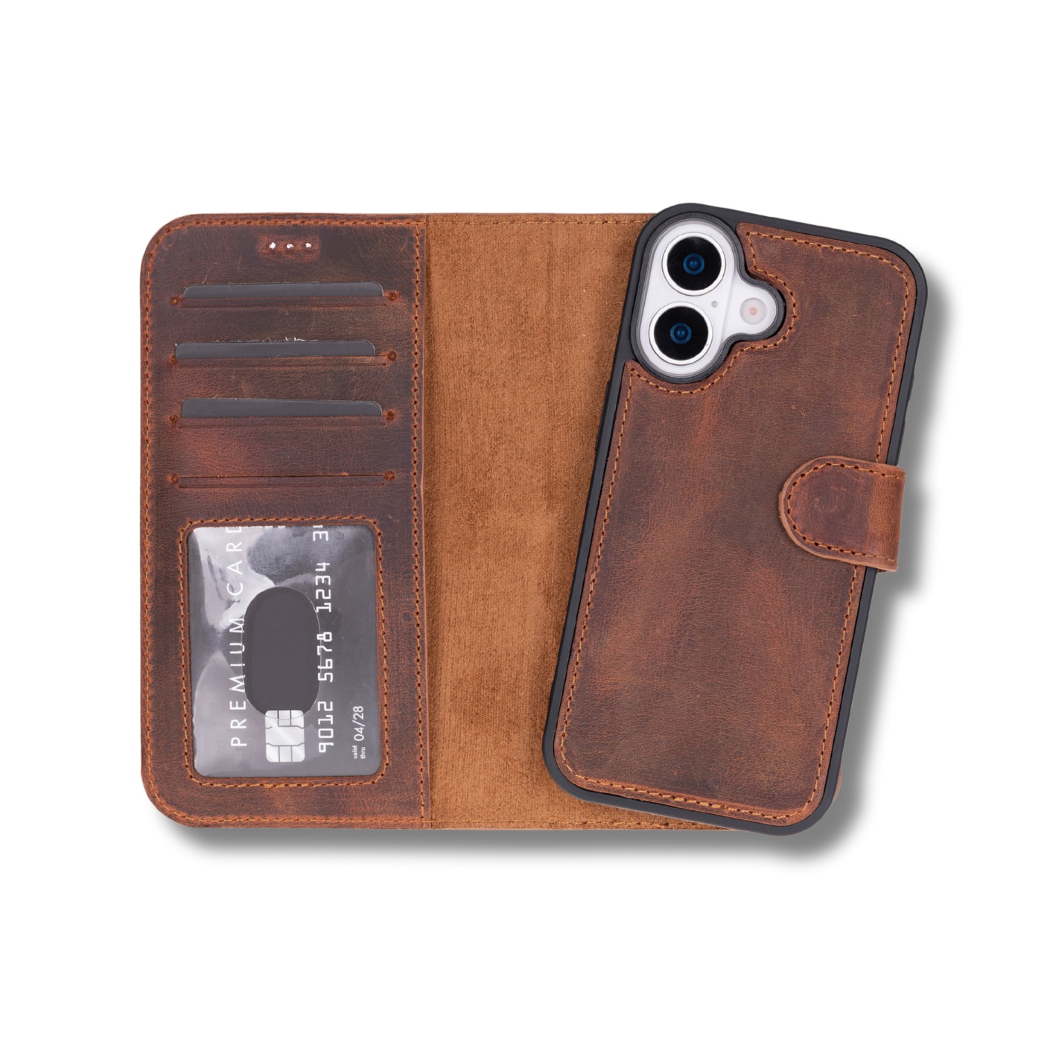 Leathere Iphone Onyedi Wallet Case – Brown - New York In Brown