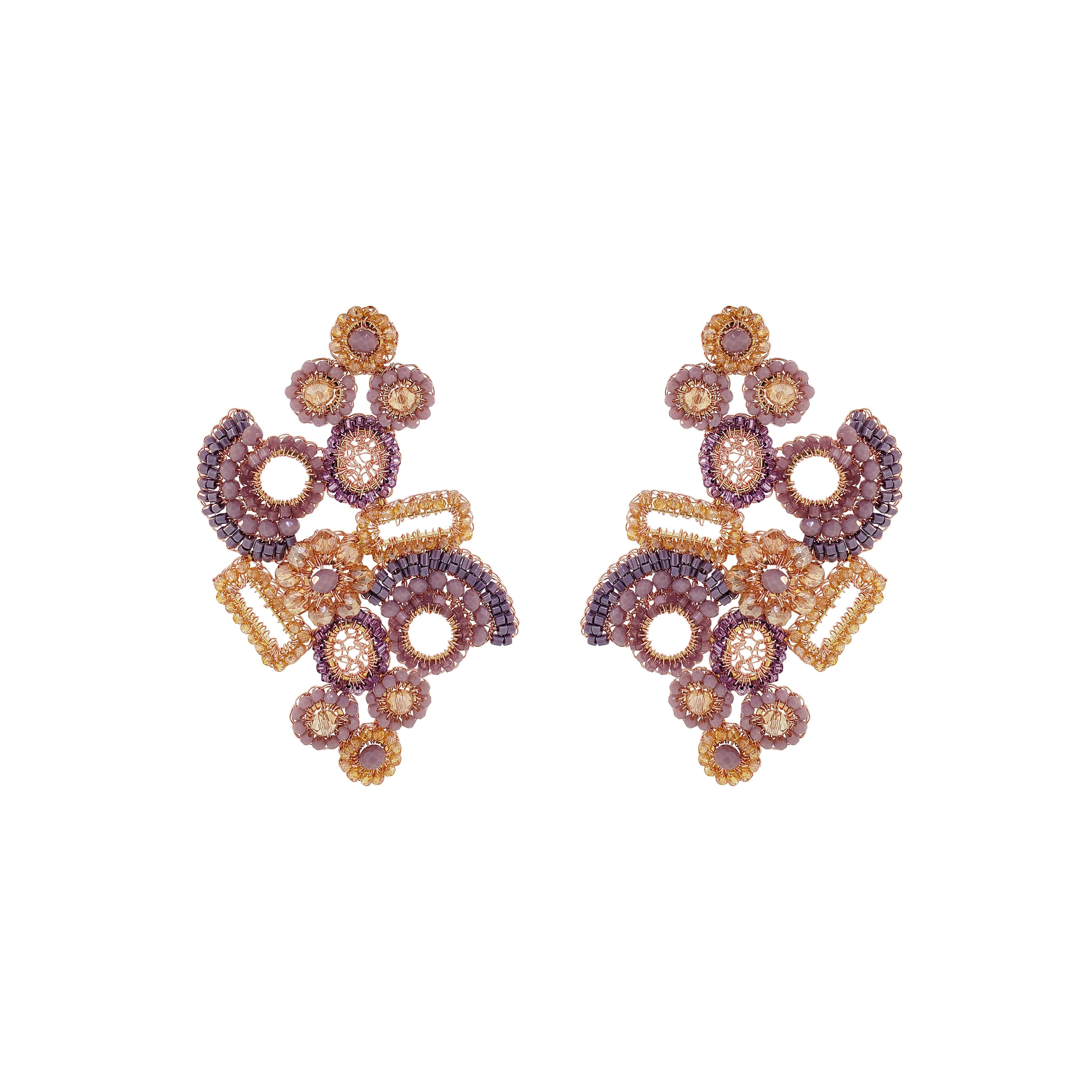 Lavish By Tricia Milaneze Women's Neutrals / Gold / Pink Breeze Lavender Mix Althea Maxi Handmade Crochet Earrings