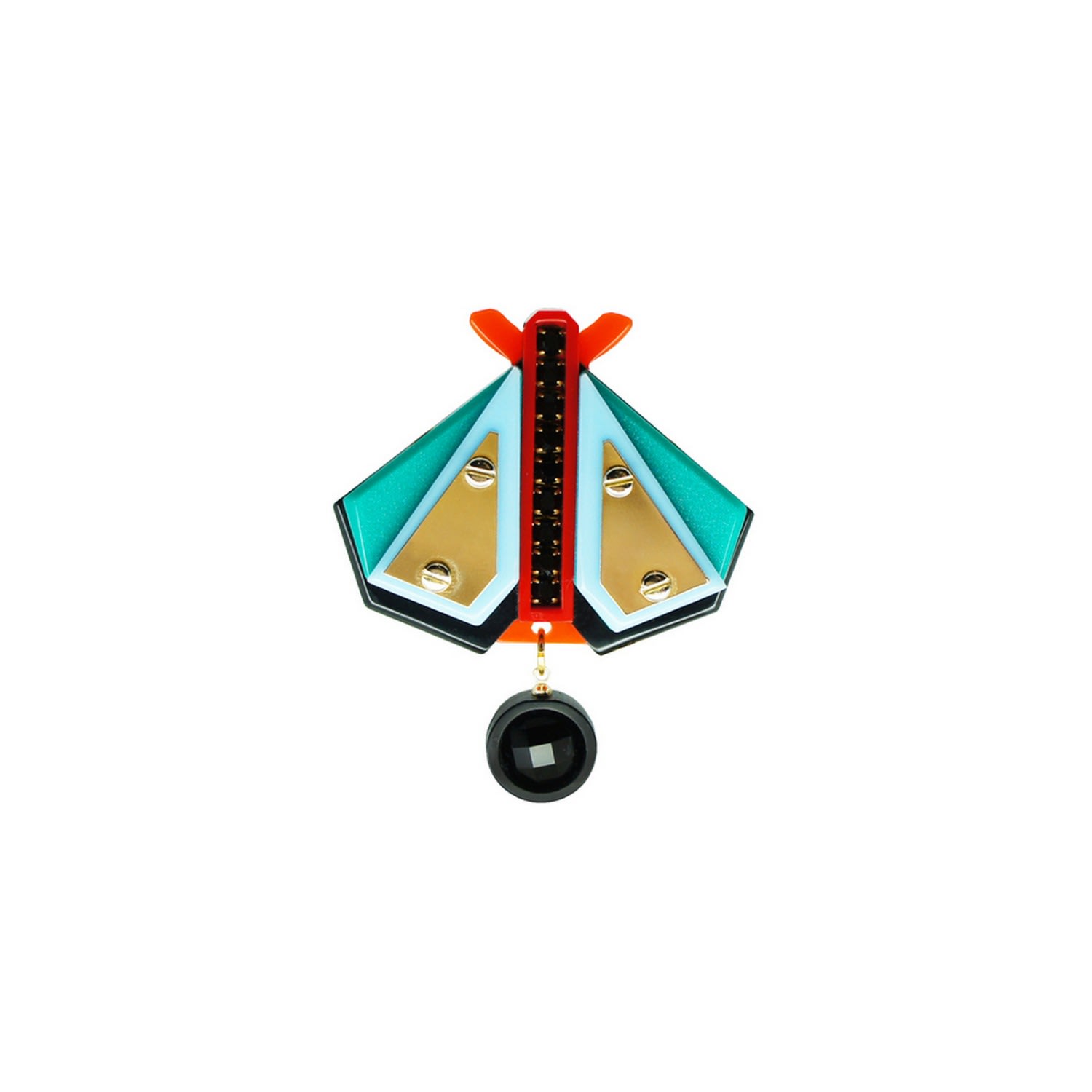 Gissa Bicalho Women's Acrylic Handmade Brooch Papaloti - Turquoise Green