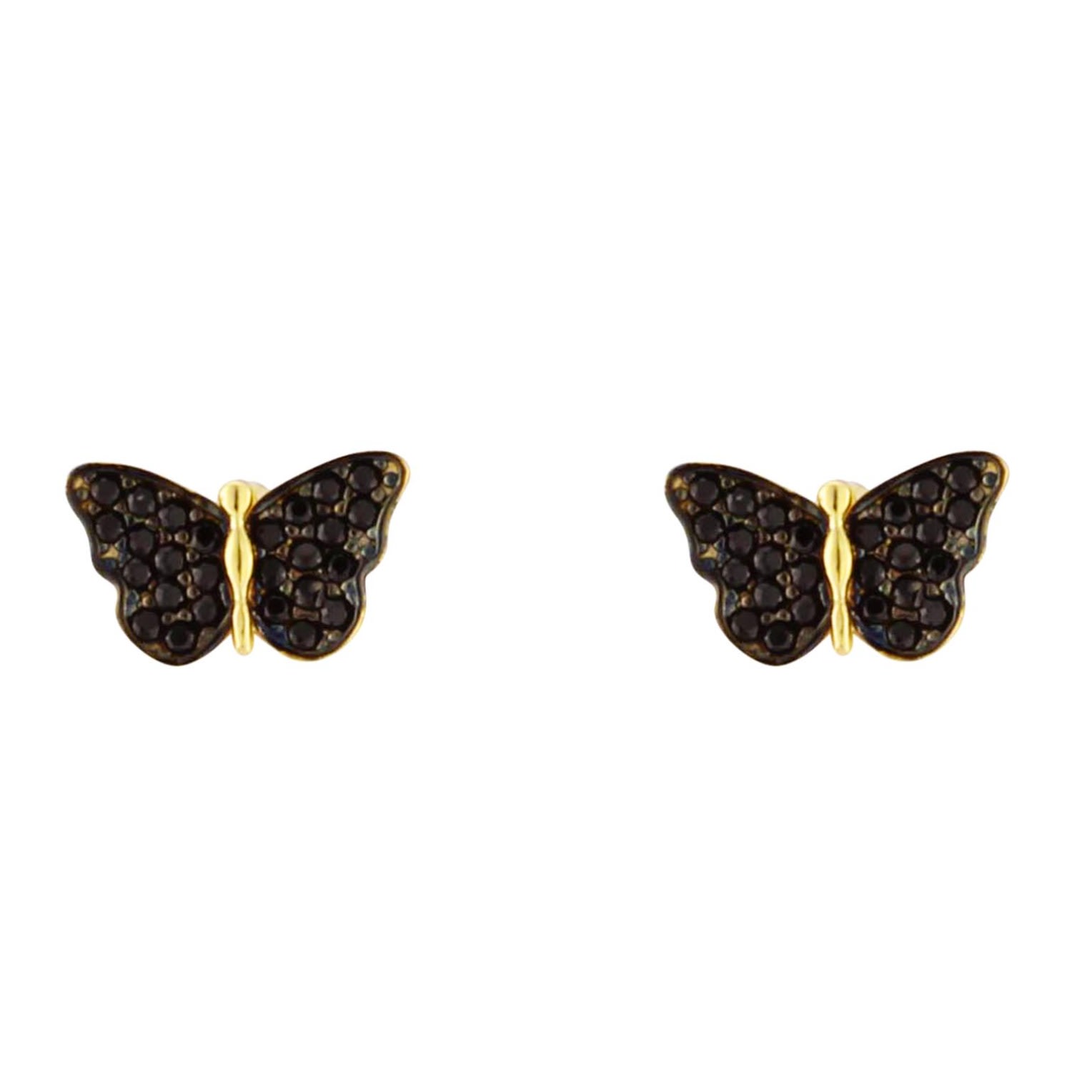 Women’s Black / Gold Pave Butterfly Studs - Black Shymi