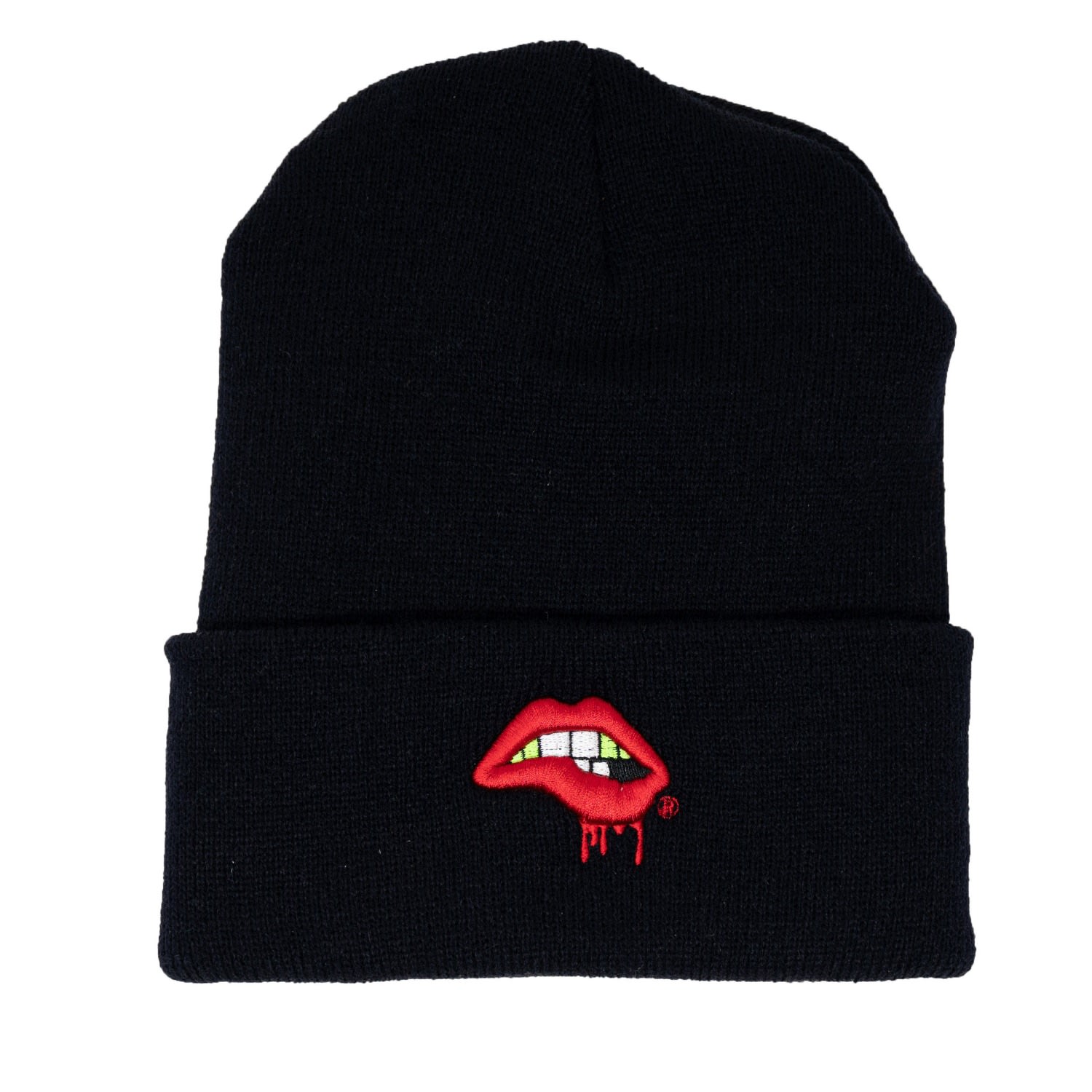 Canvas Women's Black Lips Beanie / Cherry Red Lips