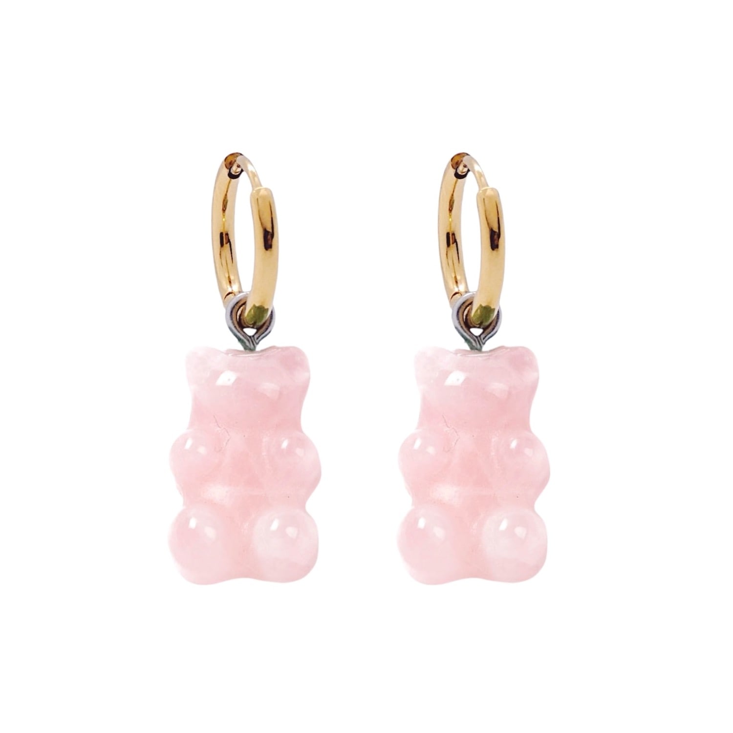 Valerie Chic Women's Gold / Pink / Purple Rose Quartz Gummy Bear Earrings
