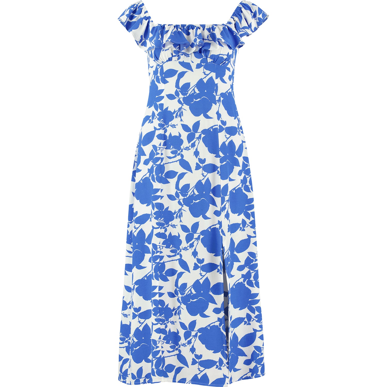 The Francesca Frill Neck Midi Dress - Blue, Lavaand