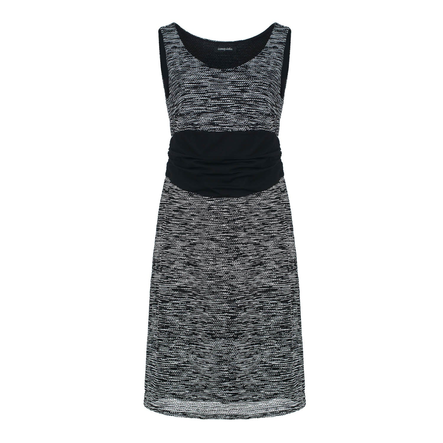 Conquista Women's Black Sleeveless Knit Dress With Belt In Black