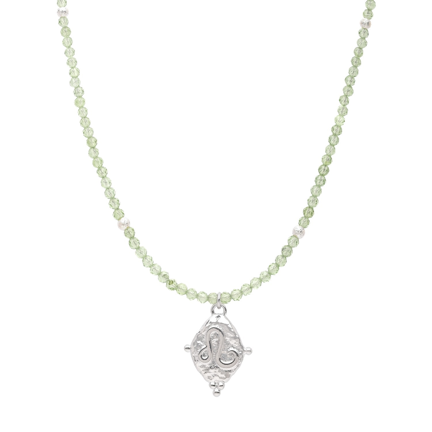 Seven Saints Women's Gold / Green Leo Gemstone Choker Necklace, Peridot, White Rhodium Plated In Metallic