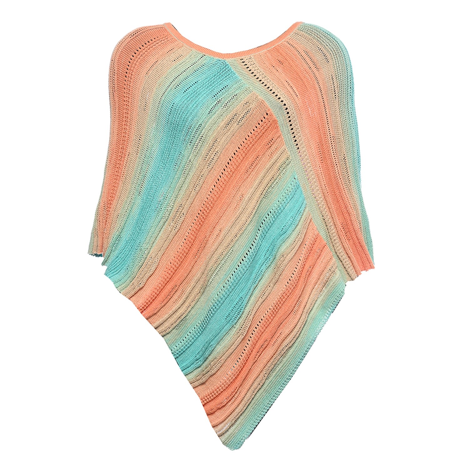 Women’s Blue / Yellow / Orange Mamma Poncho Water Blue-Nectarine One Size Sel Knitwear