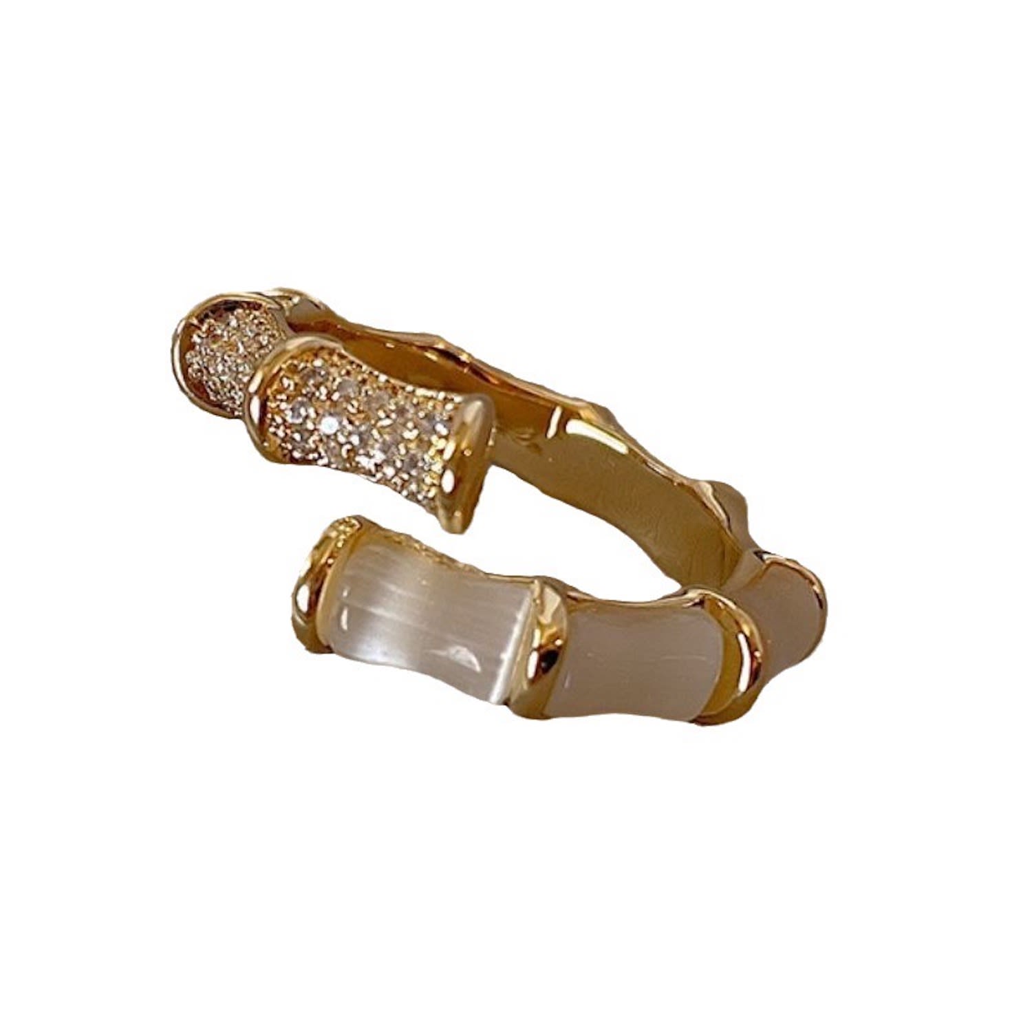 Jiaying Wang Wjy Studio London Women's Gold / White Bamboo Opal Ring