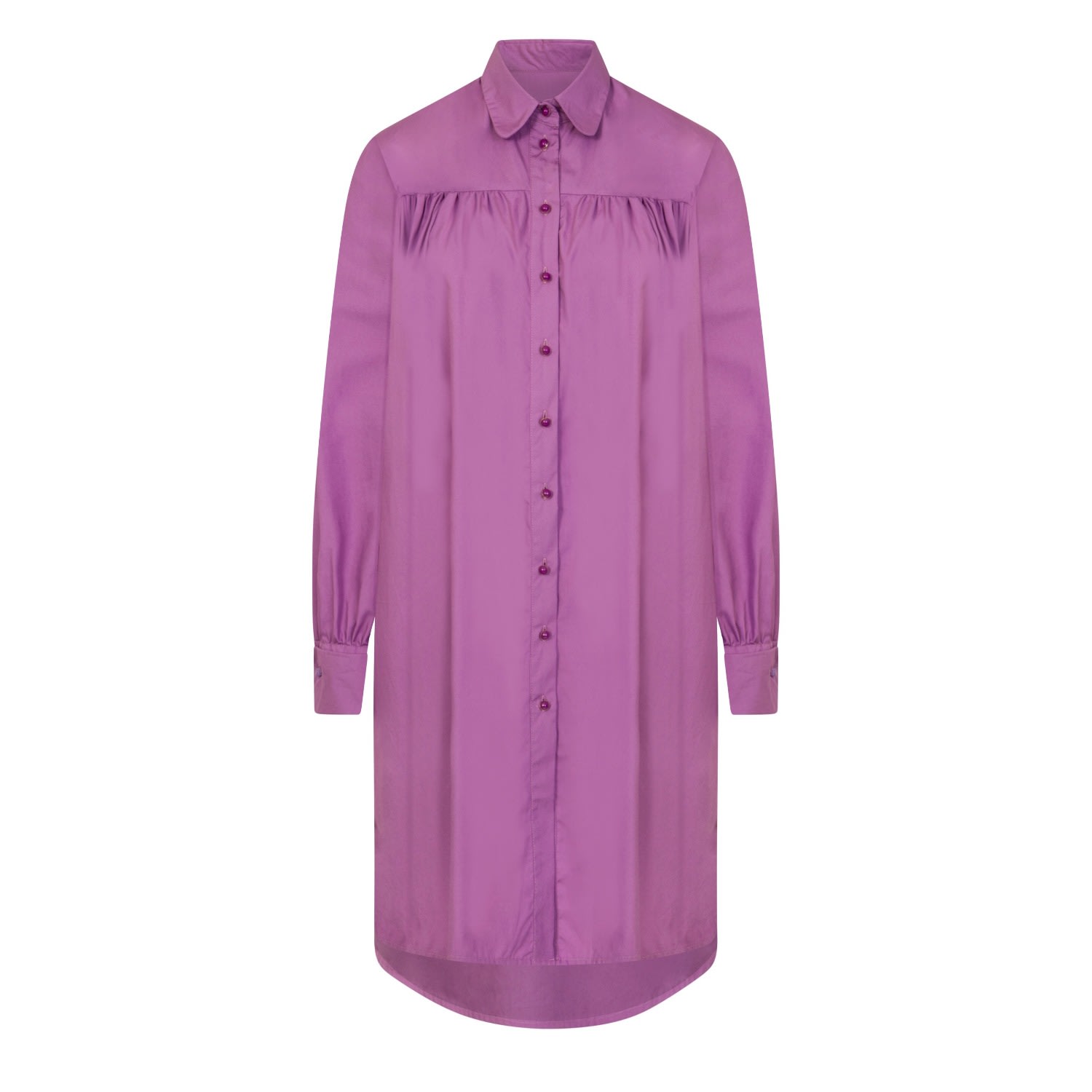 Women’s Pink / Purple Melodie Shirt Dress In Cotton Small Cocoove