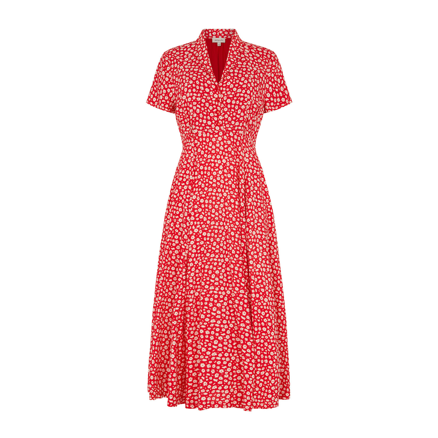 Women’s Red / White Adele Red Ditsy Daisy Dress Extra Small Emily and Fin