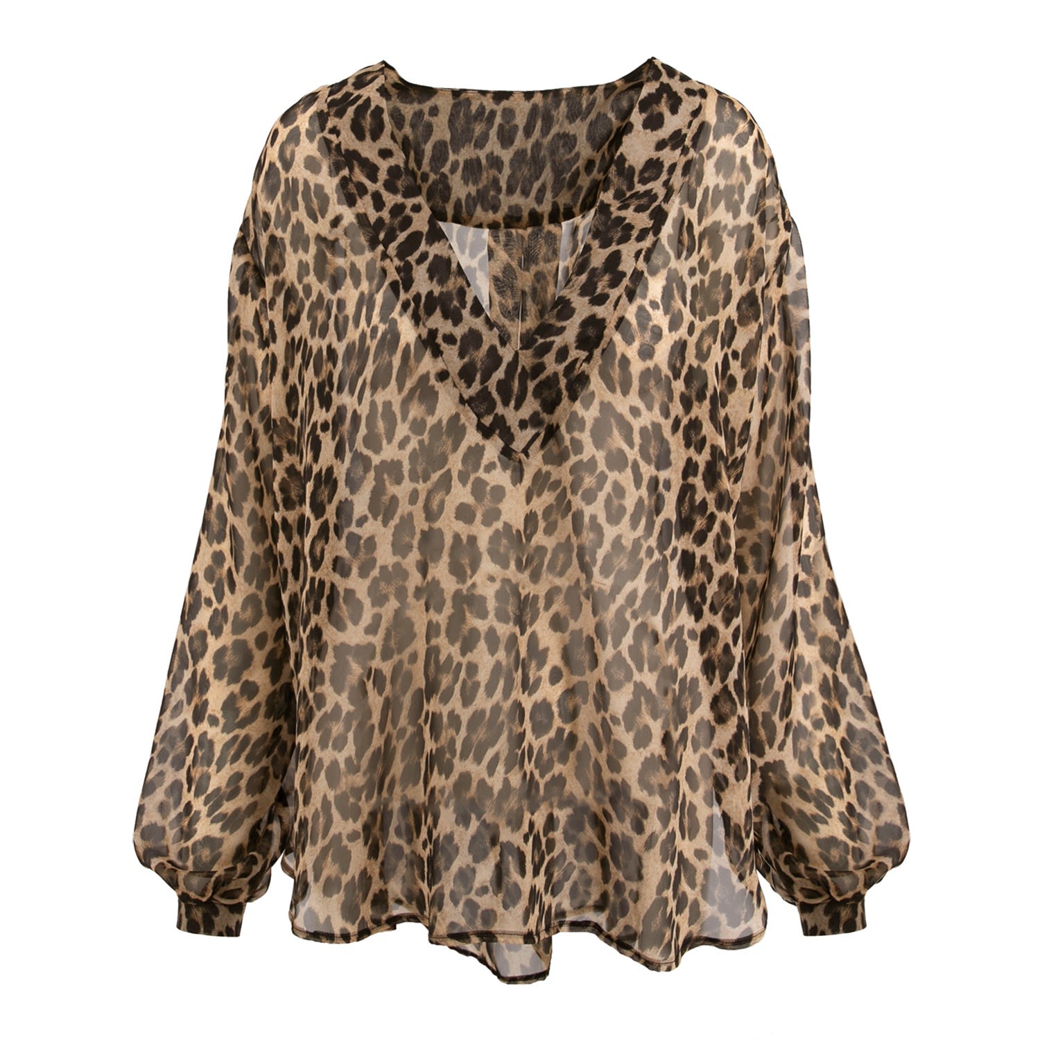 Women’s Brown Animal Print Blouse Large Bluzat