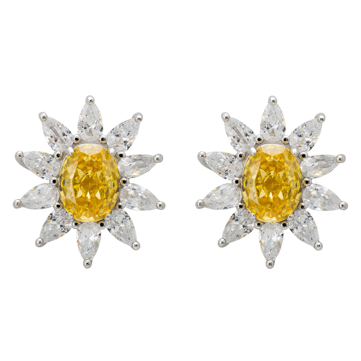 Women’s Silver / White / Yellow Daisy Gemstone Stud Earrings Yellow Topaz Silver Latelita