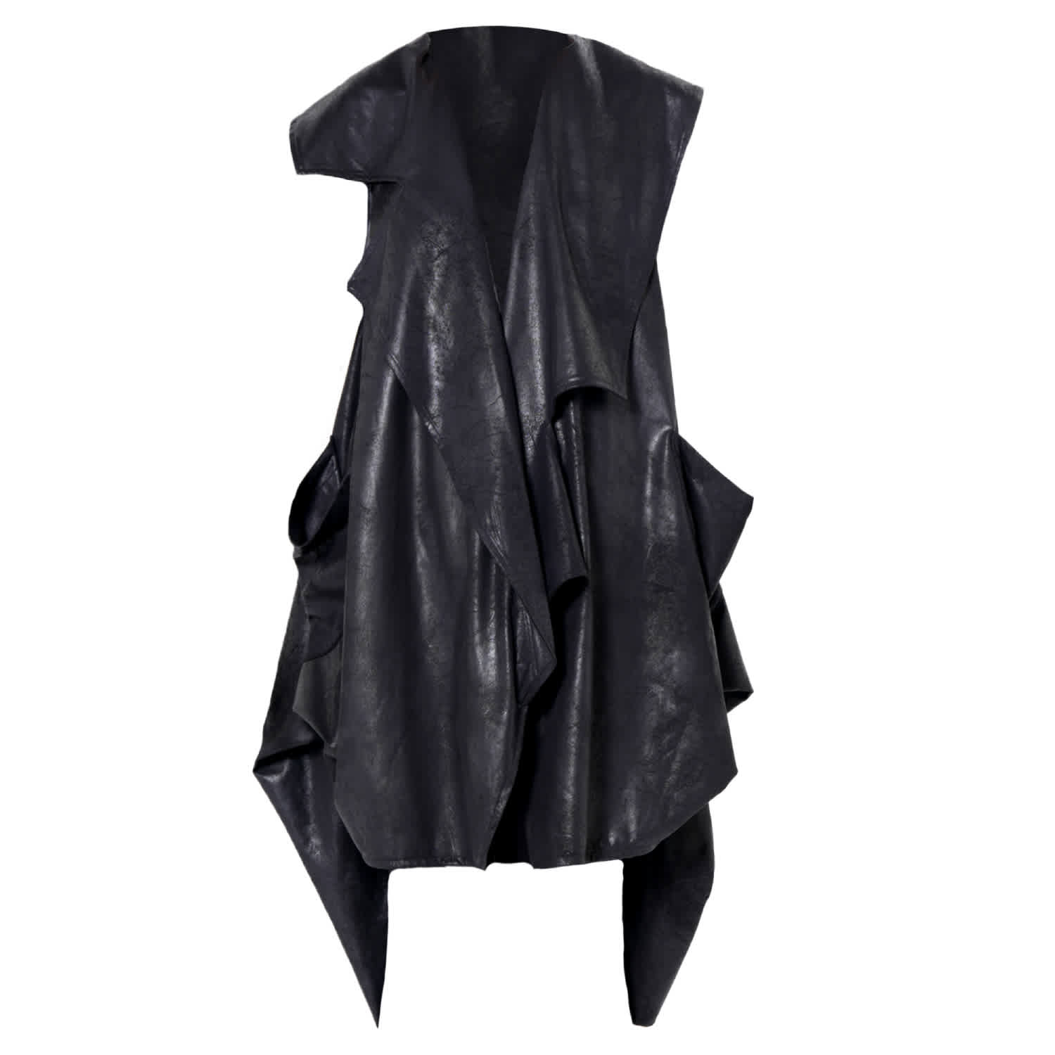 Asymmetric Faux Suede Vest In Black | Metamorphoza | Wolf & Badger