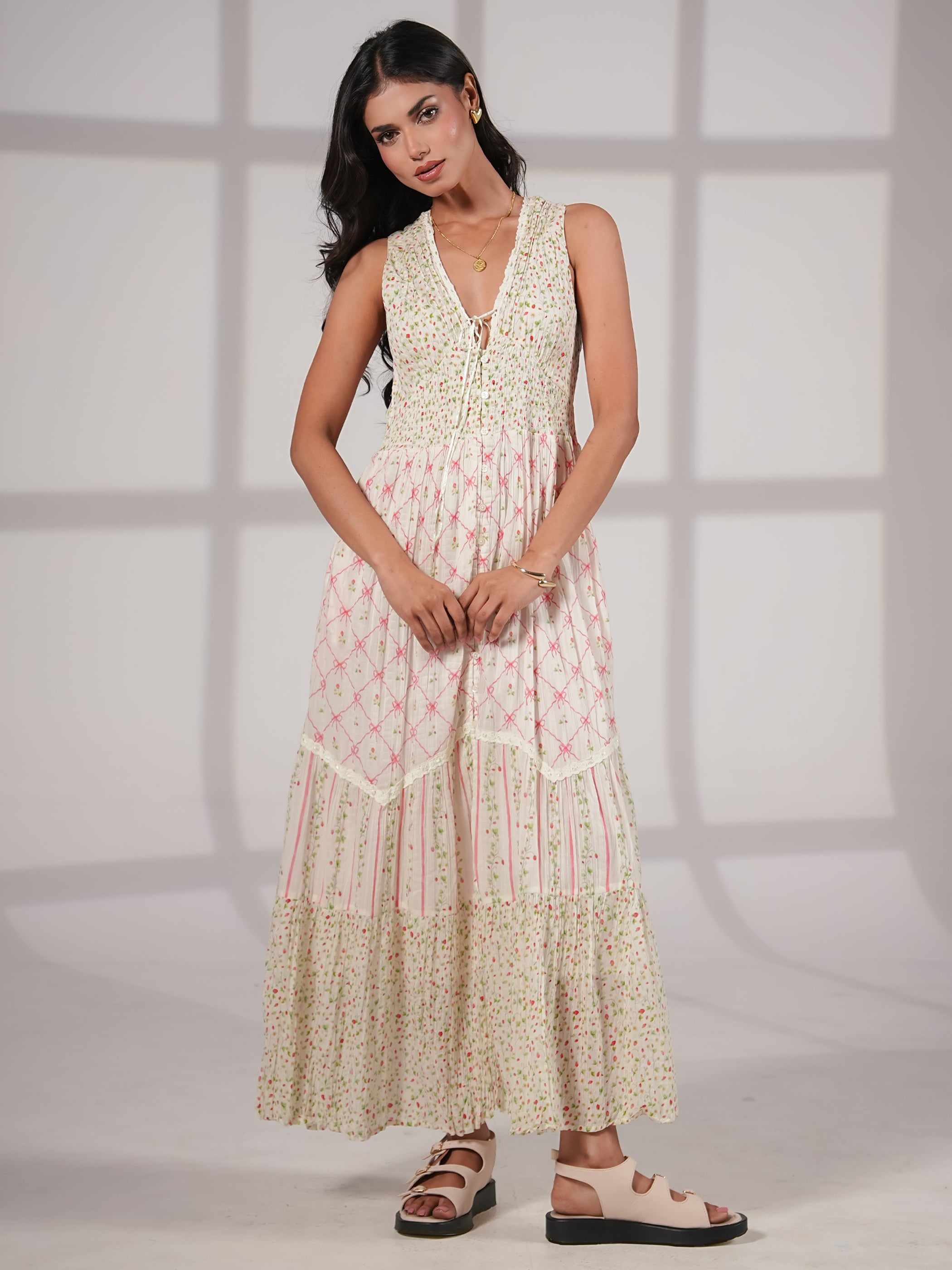 Iris Strawberry Print Mix Maxi Dress | Rose & Nancy | Wolf & Badger