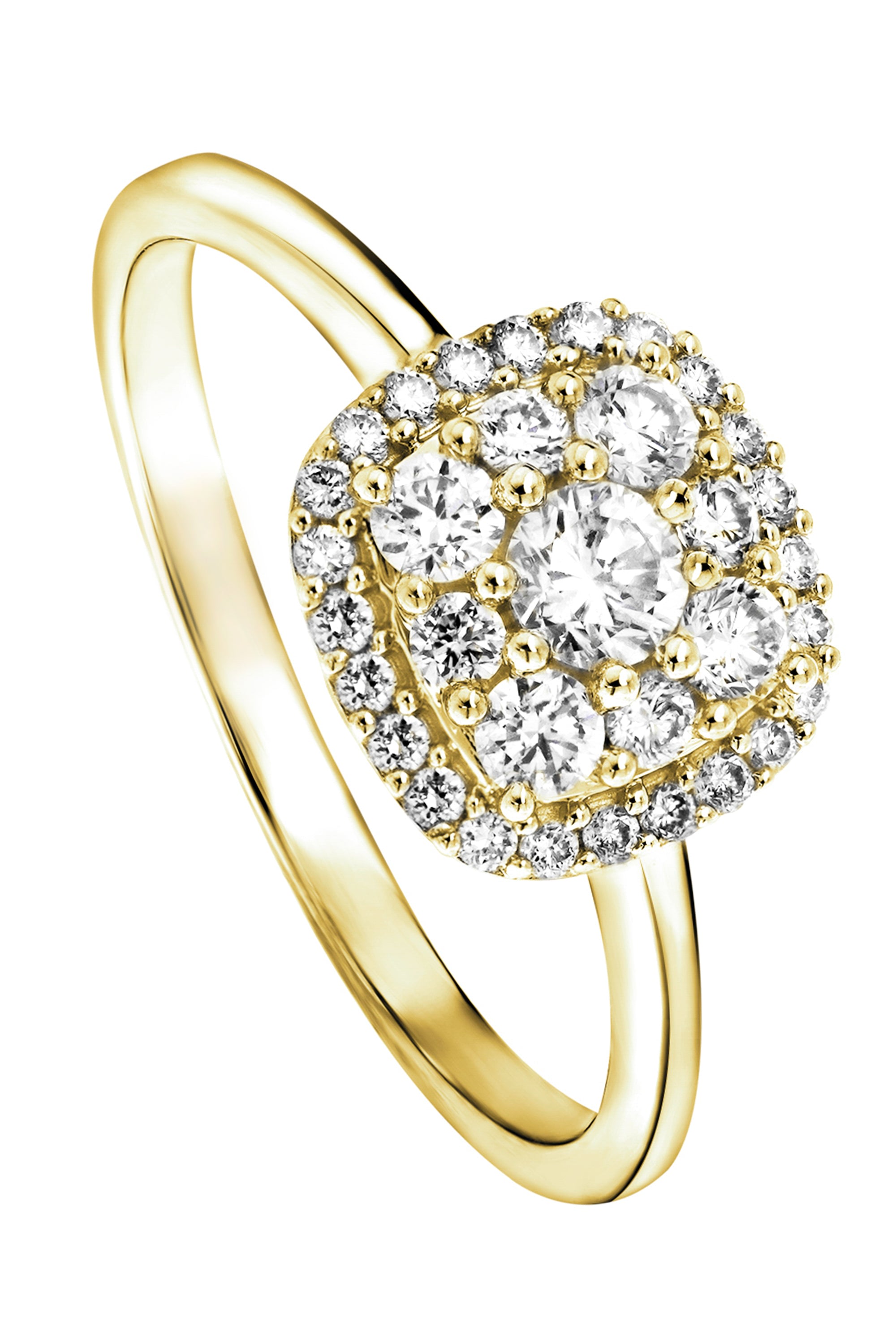 Women’s Helen Yellow Gold Lab Grown Diamond Cluster Engagement Ring Created Brilliance