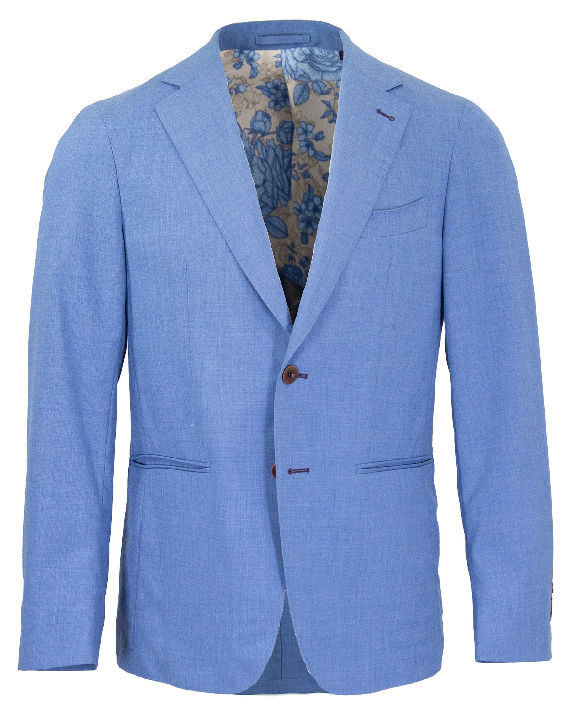 Lords Of Harlech Men's Blue Judd Half Lined Tailored Wool Blazer - Ocean