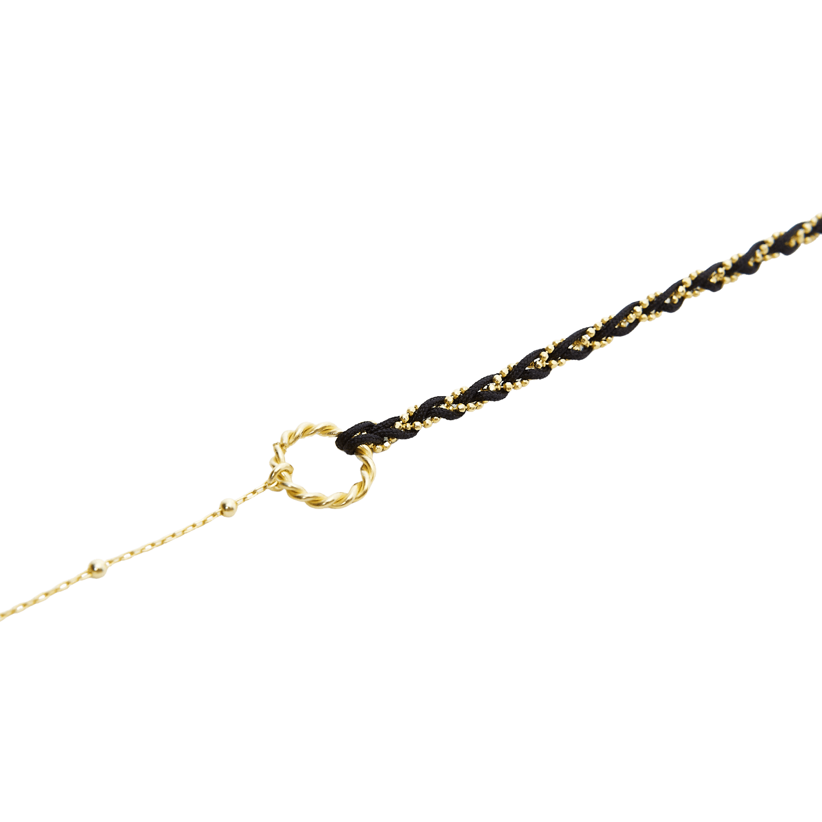 Spero London Women's Handmade Rope Braided Sterling Silver Beaded Chain Friendship Bracelet - Black In Gold