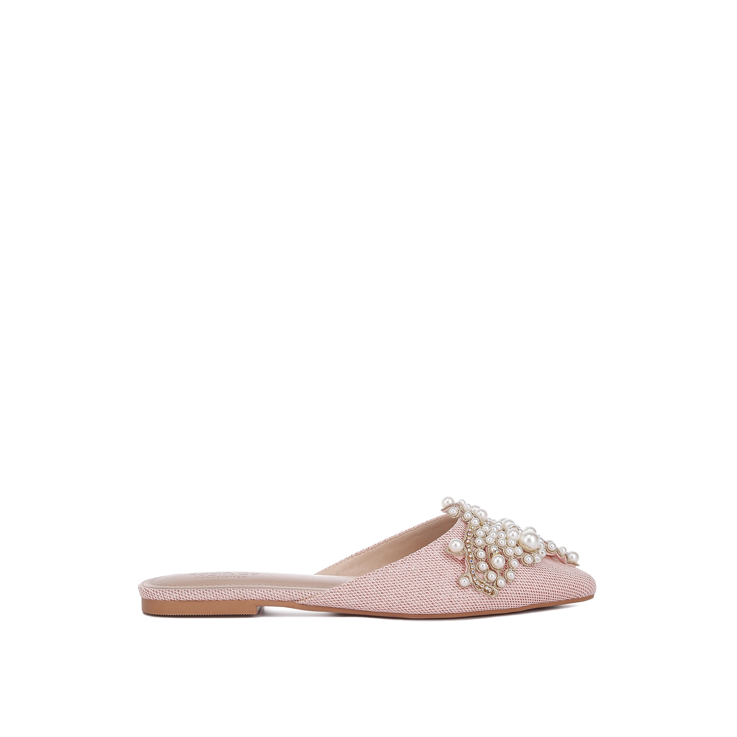 Rag & Co Women's Pink Astre Pearl Embellished Shimmer Mules In Blush By  In Pink
