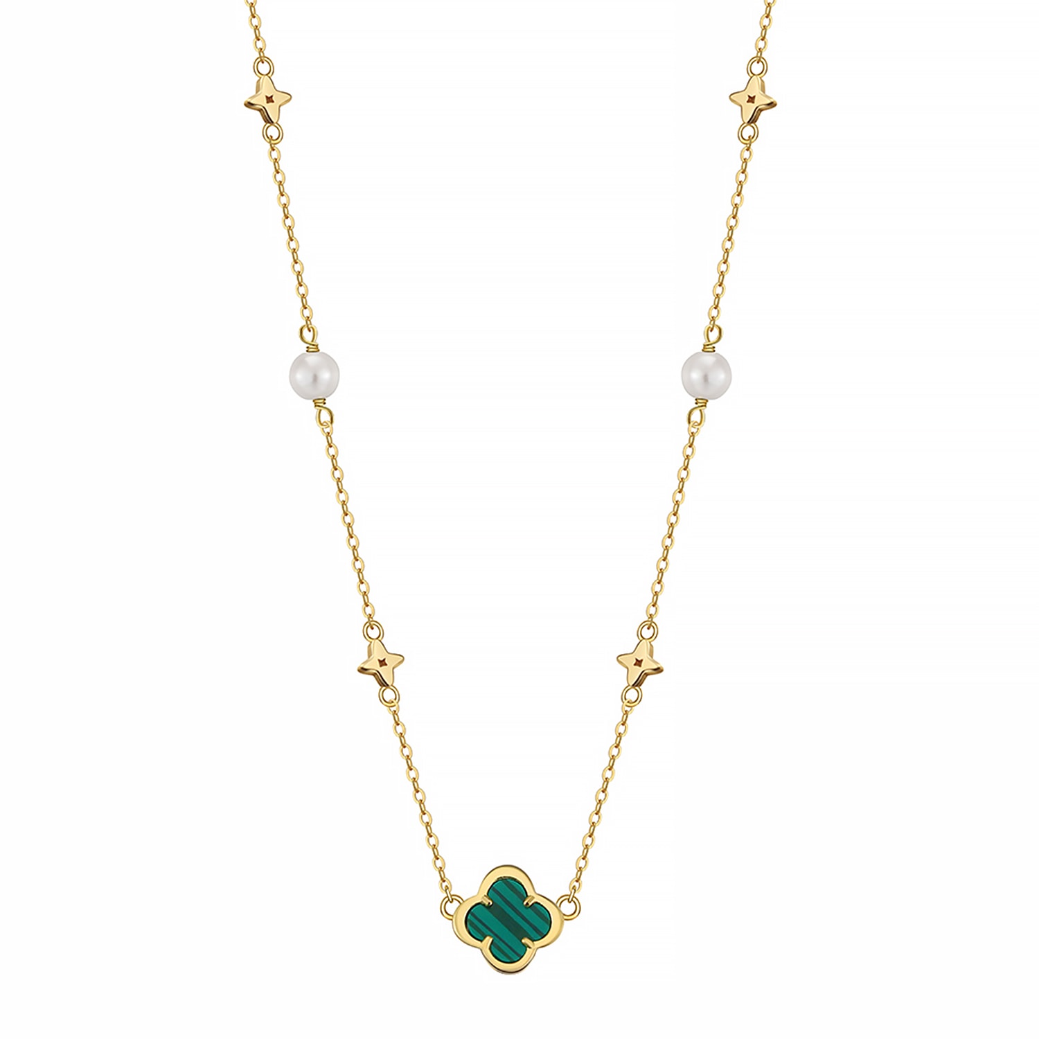 Women&rsquo;s Gold / Green Niamh Malachite & Pearl Gold Necklace | Shaded the Label