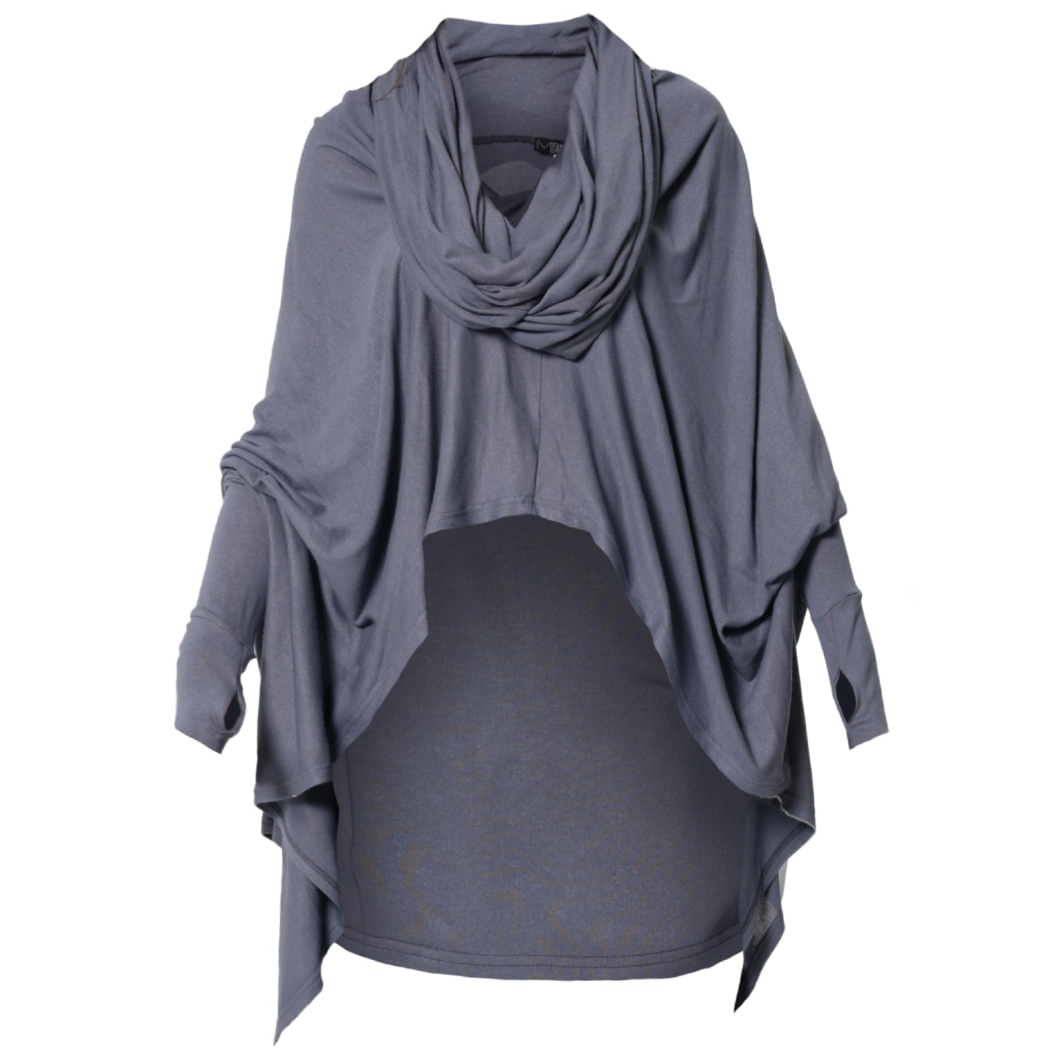 Metamorphoza Women's Extravagant Tunic With Scarf Collar In Grey In Grey