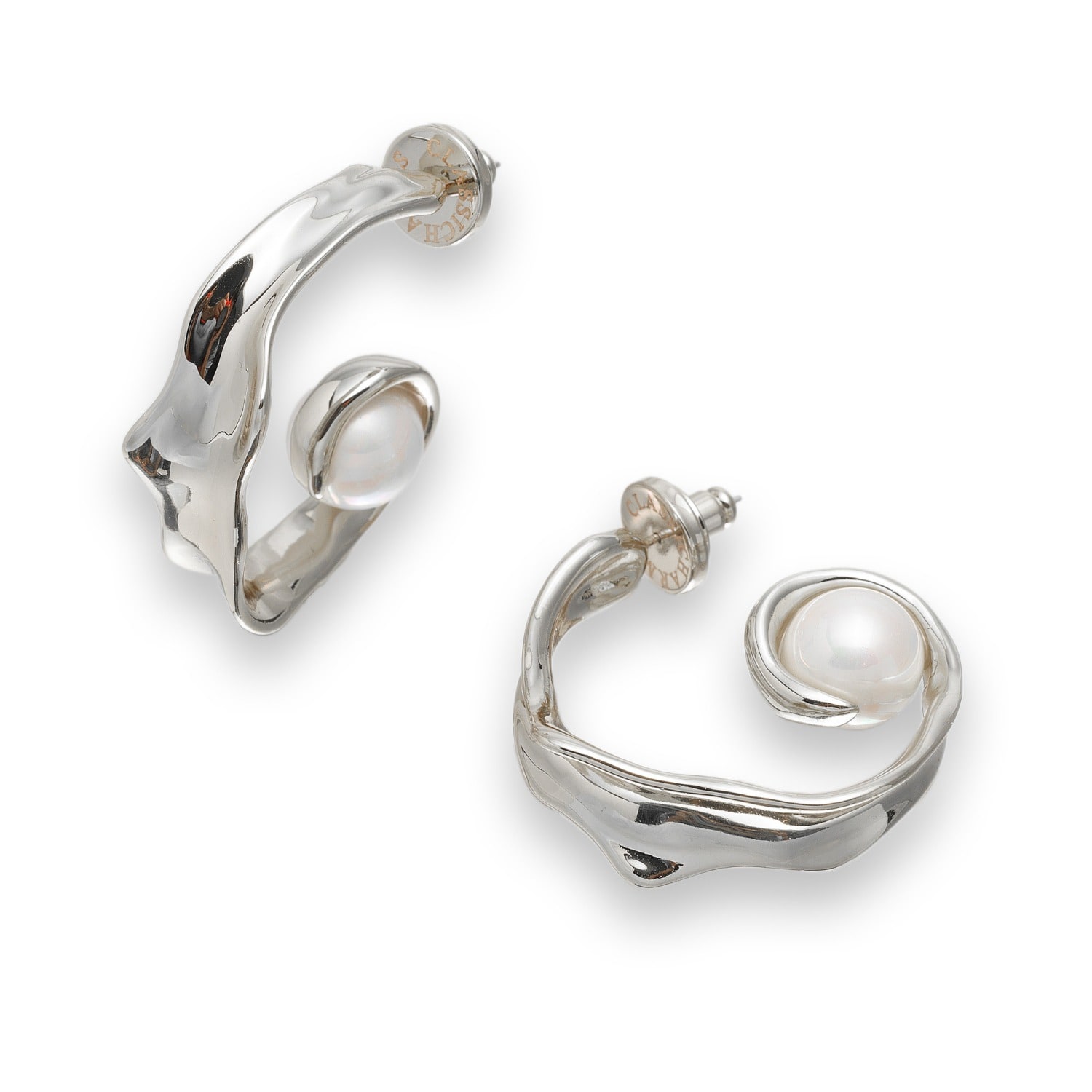 Classicharms Women's Natalie Molten Sculptural Hoop Earrings In Silver