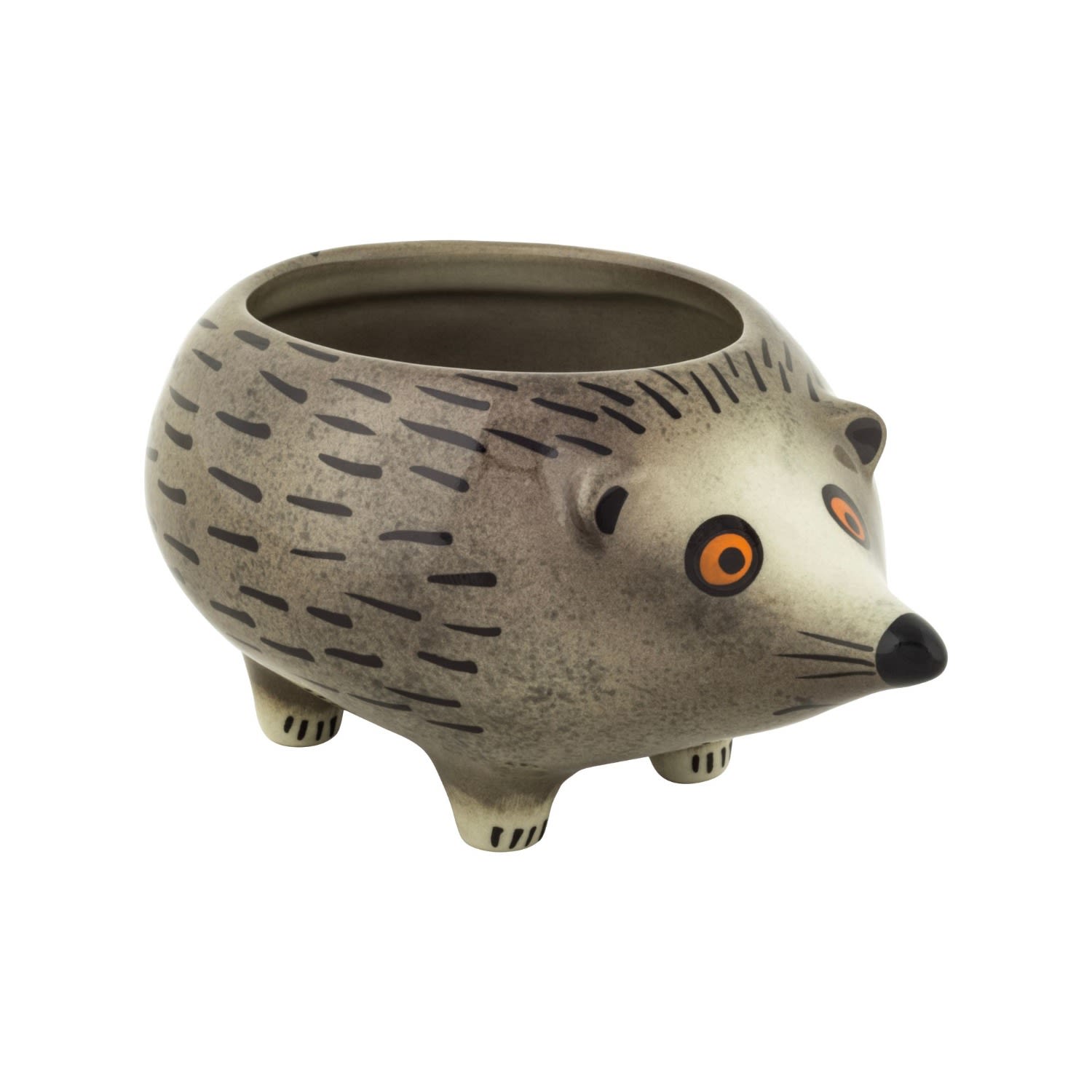 Grey Handmade Ceramic Hedgehog Planter Hannah Turner