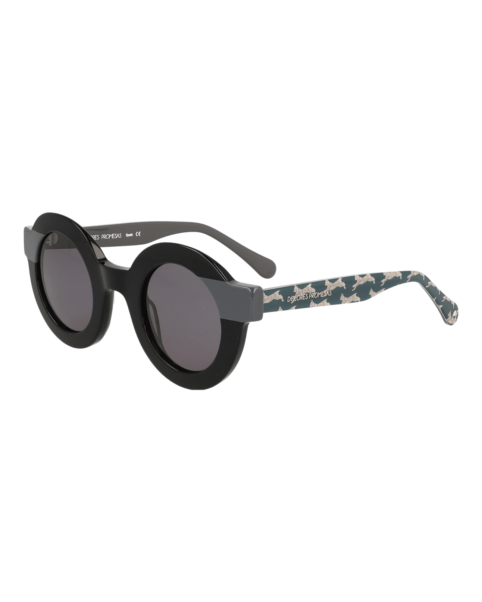 Dolores Promesas Women's Black And Gray Round Cut Glasses With Lynx Print In Black