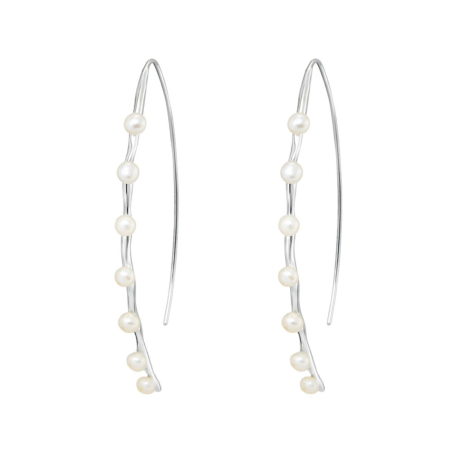 Women’s Long Waterfall Pearl Drop Earrings In Silver Dower & Hall